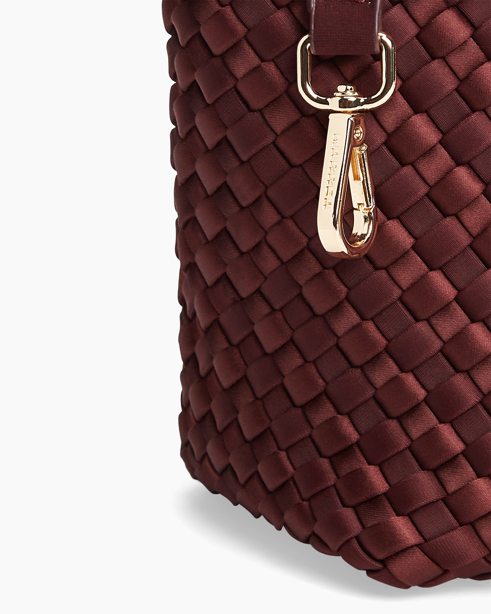geweven, tas, burgundy, rits, gouden-tint
