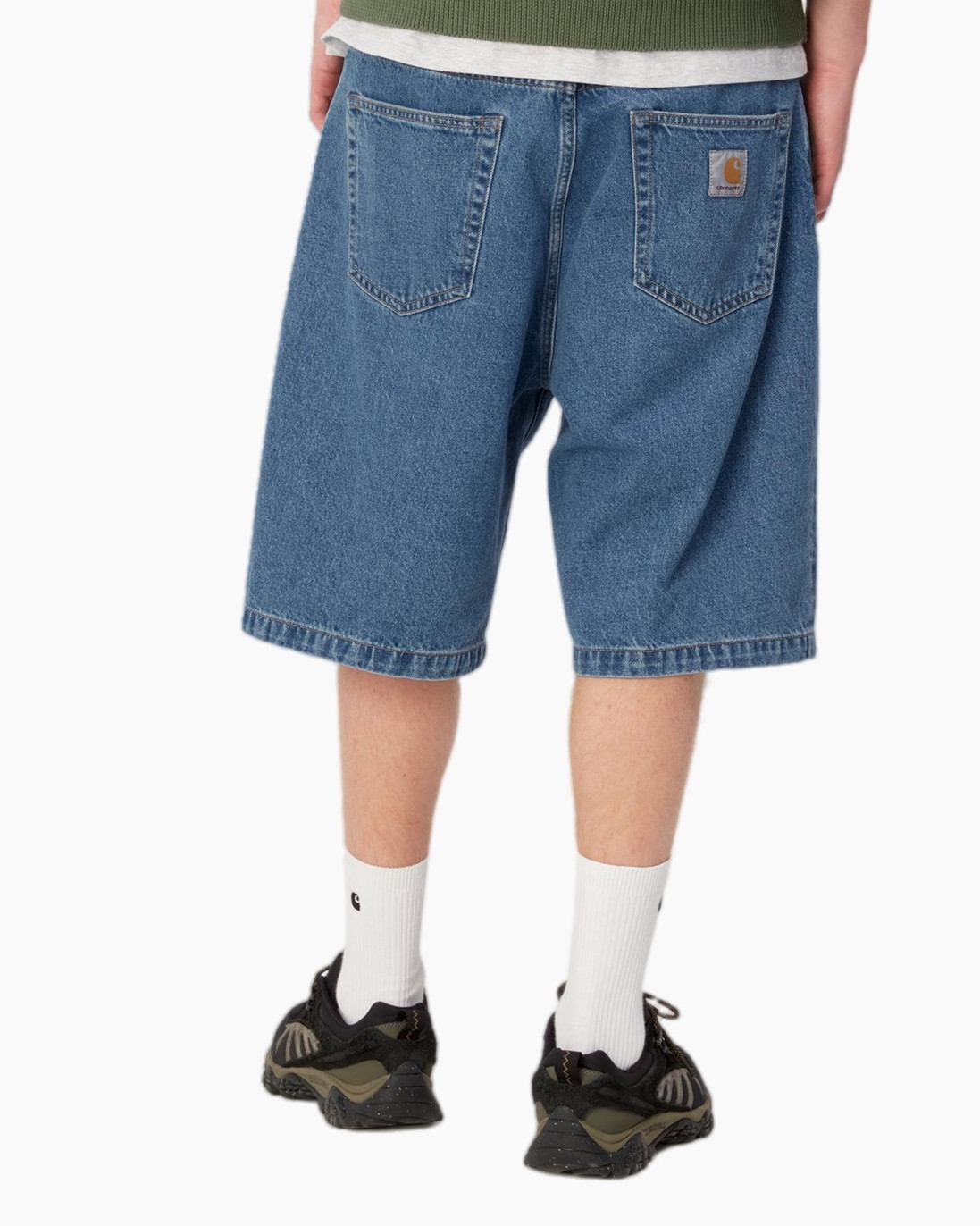 denim-shorts, knee-length, blue, shorts, socks