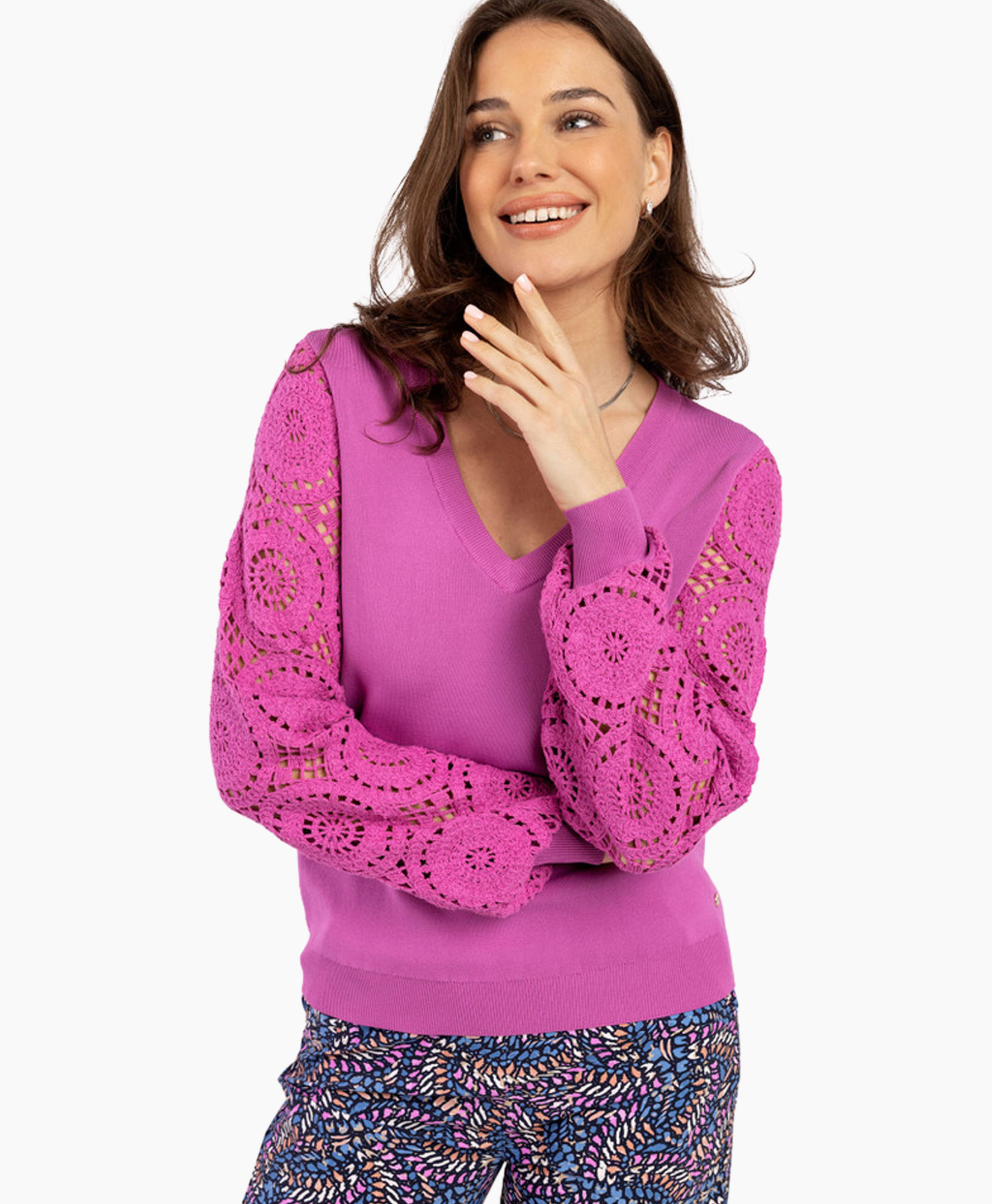 Pullover Dinah Crochet Roze