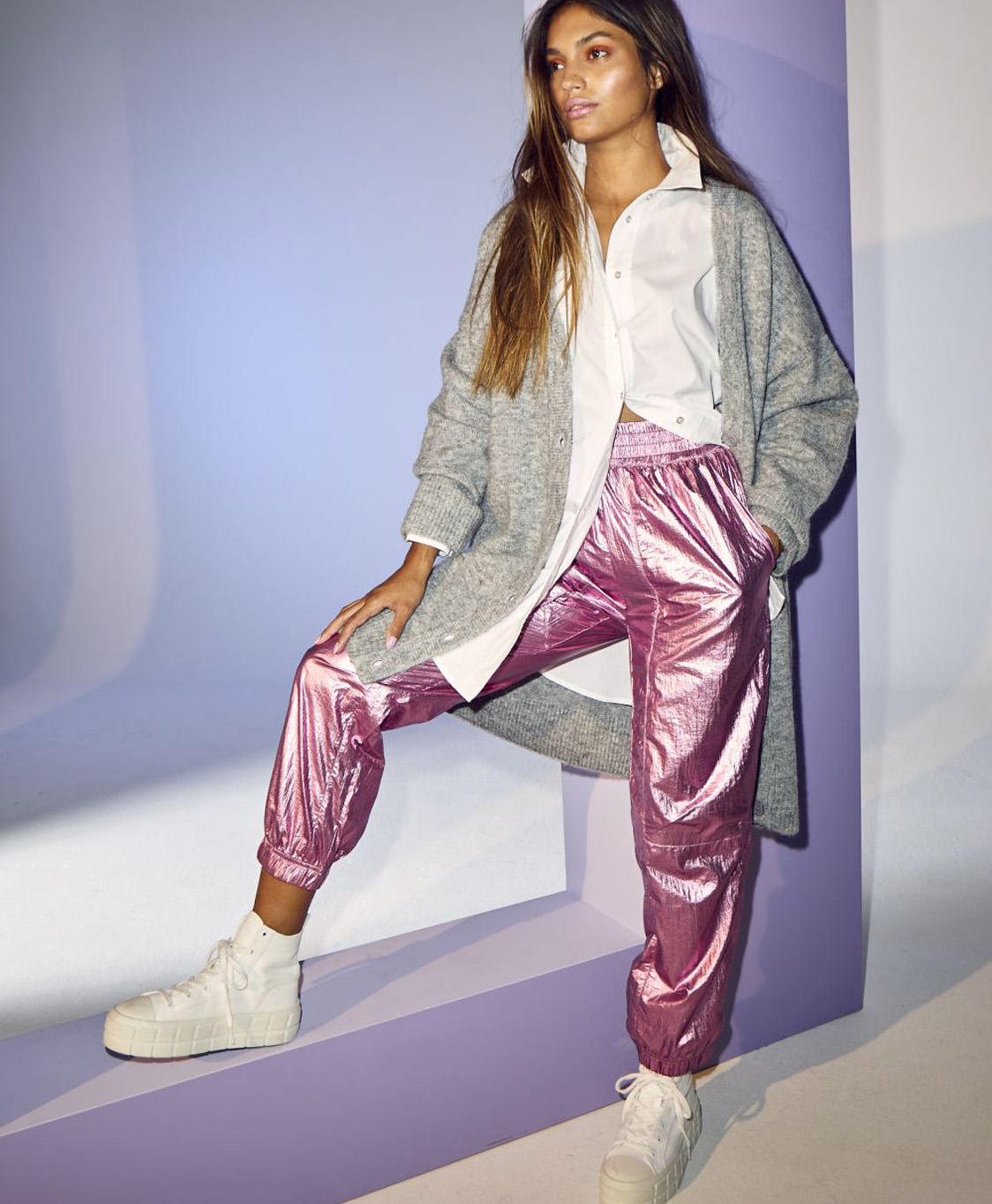 Co'couture Broek Trice Long Metal Tech Pink