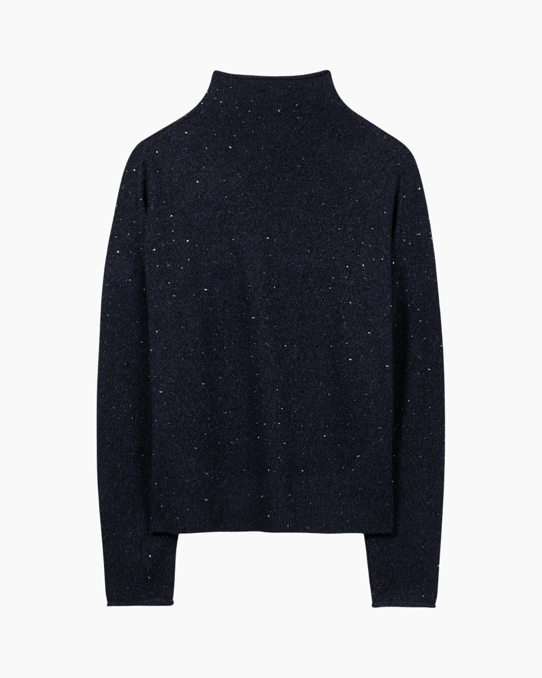 rolkraag, brei, donkerblauw, vlekvrij/gevlekt, pullover