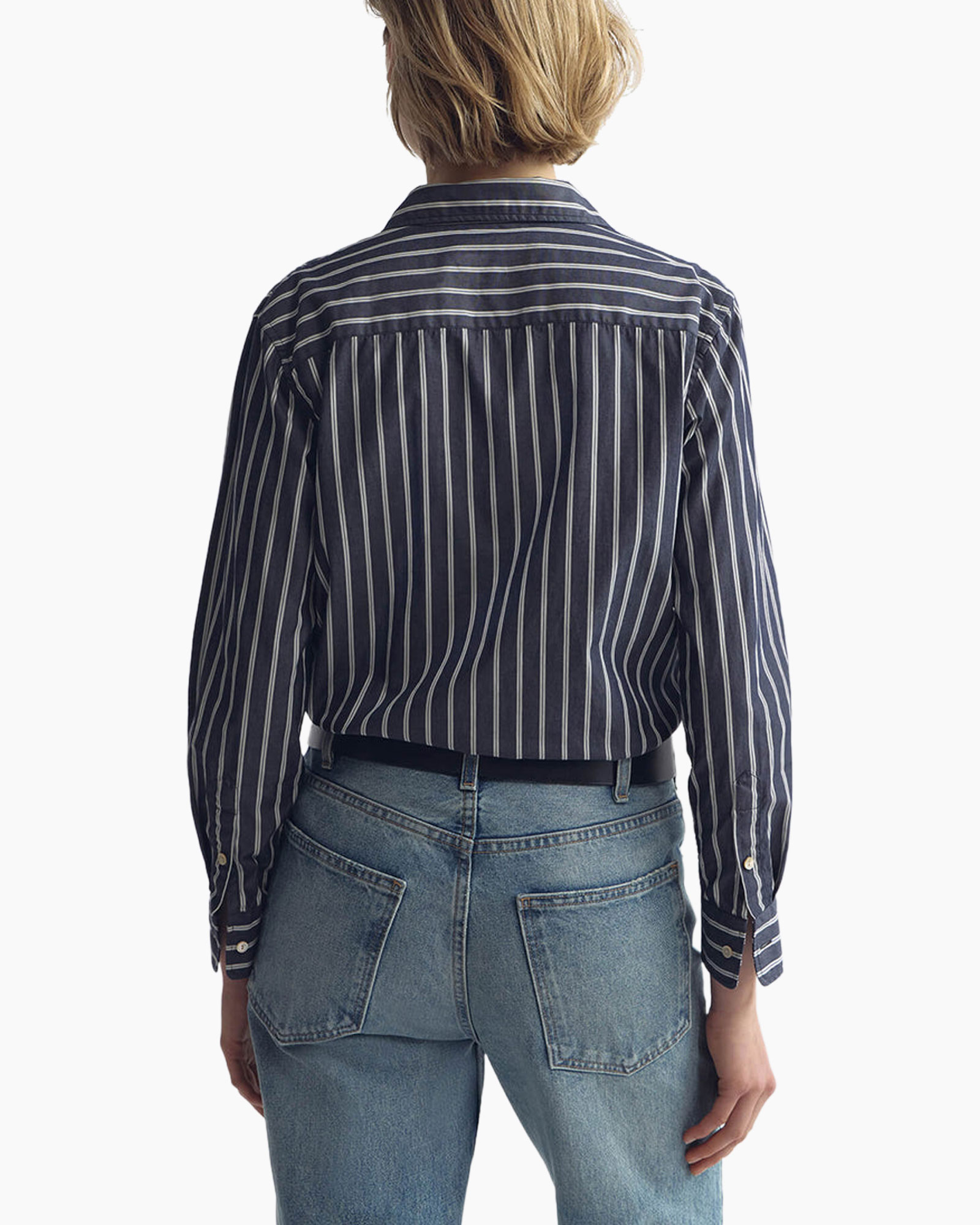 shirt, striped, button-down, long-sleeve, blue