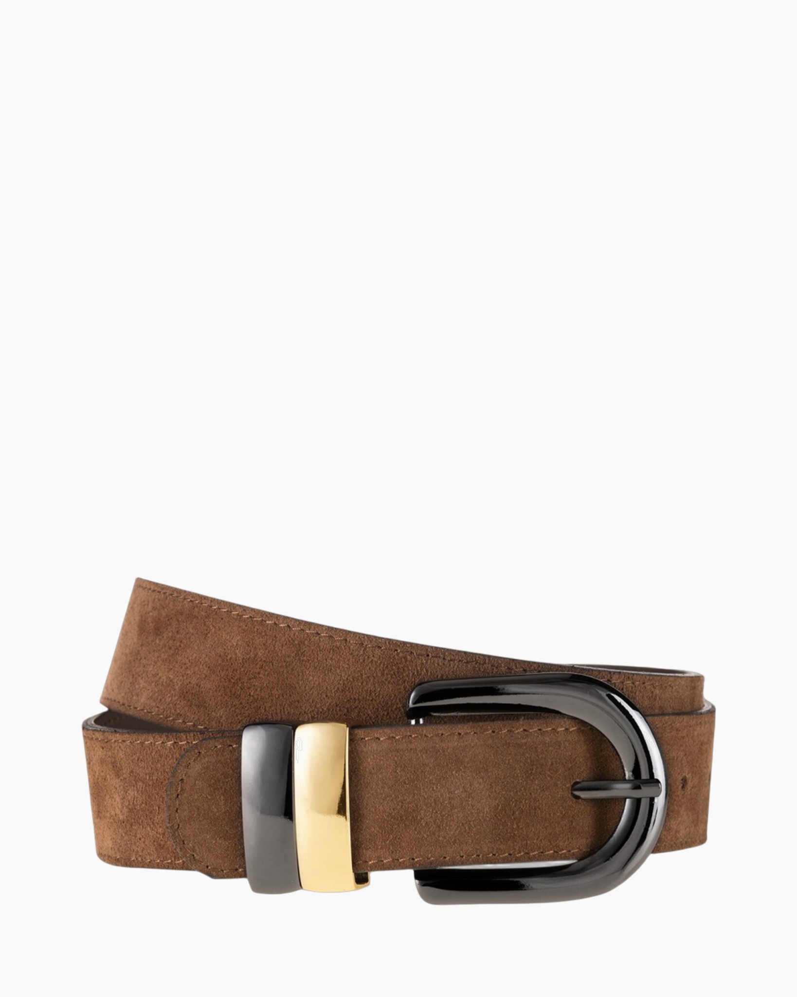 riem leer, bruin, suède, gesp, verstelbaar