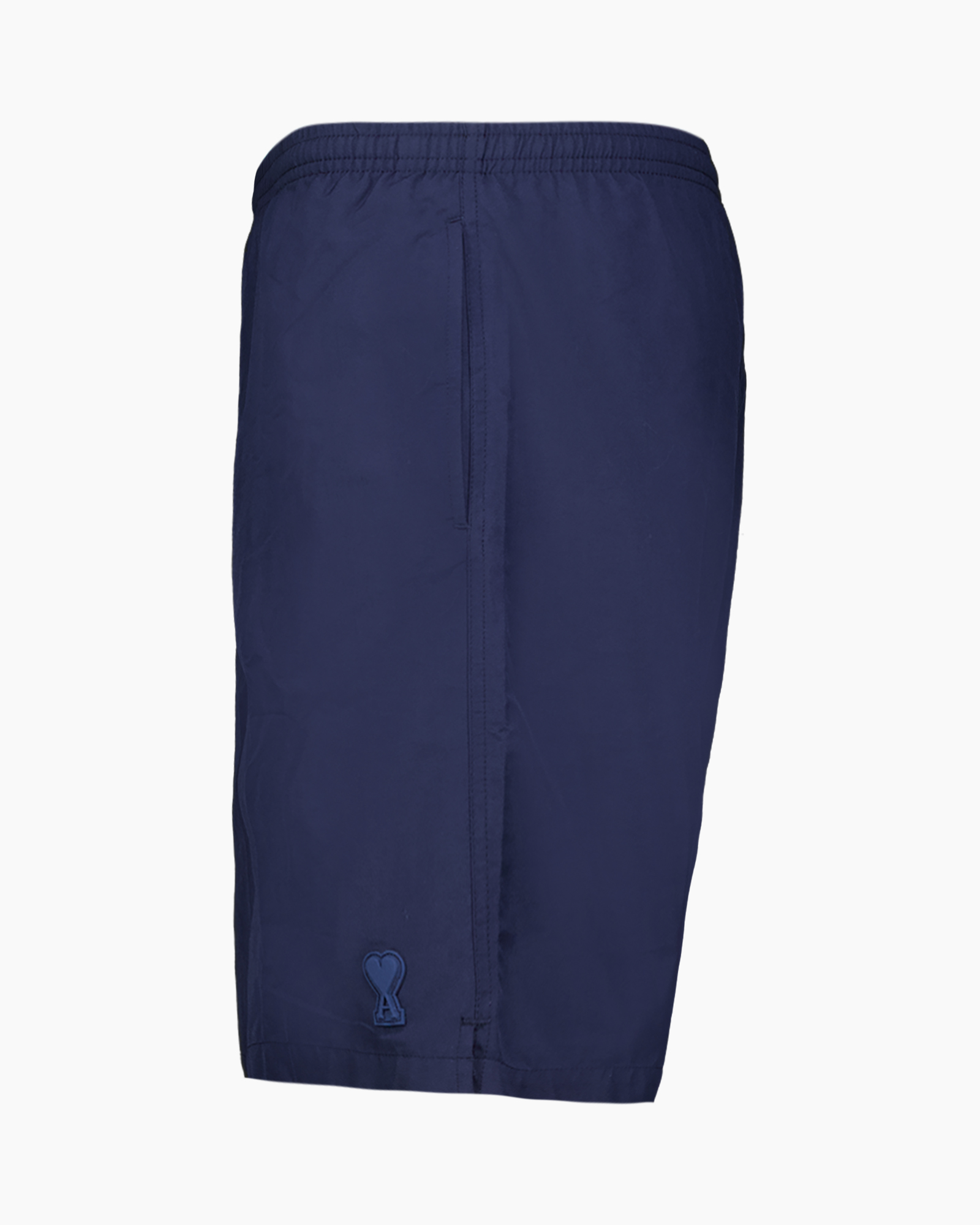 shorts, marineblauw, elastische tailleband, zak, gestikt embleem