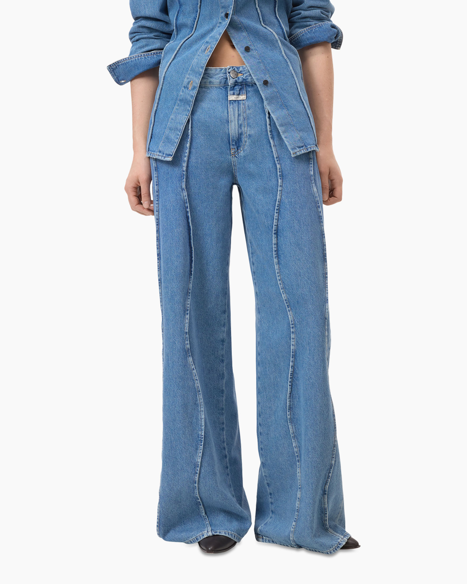 denim, spijkerbroek, wijdem, hoog taille, indigo