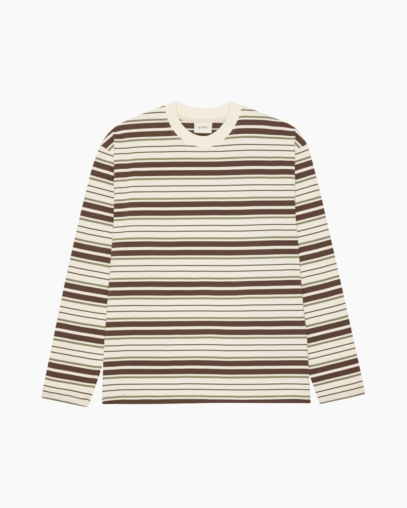 gebreide trui met strepen, lange mouwen, rond hals, beige bruin, gebreide top