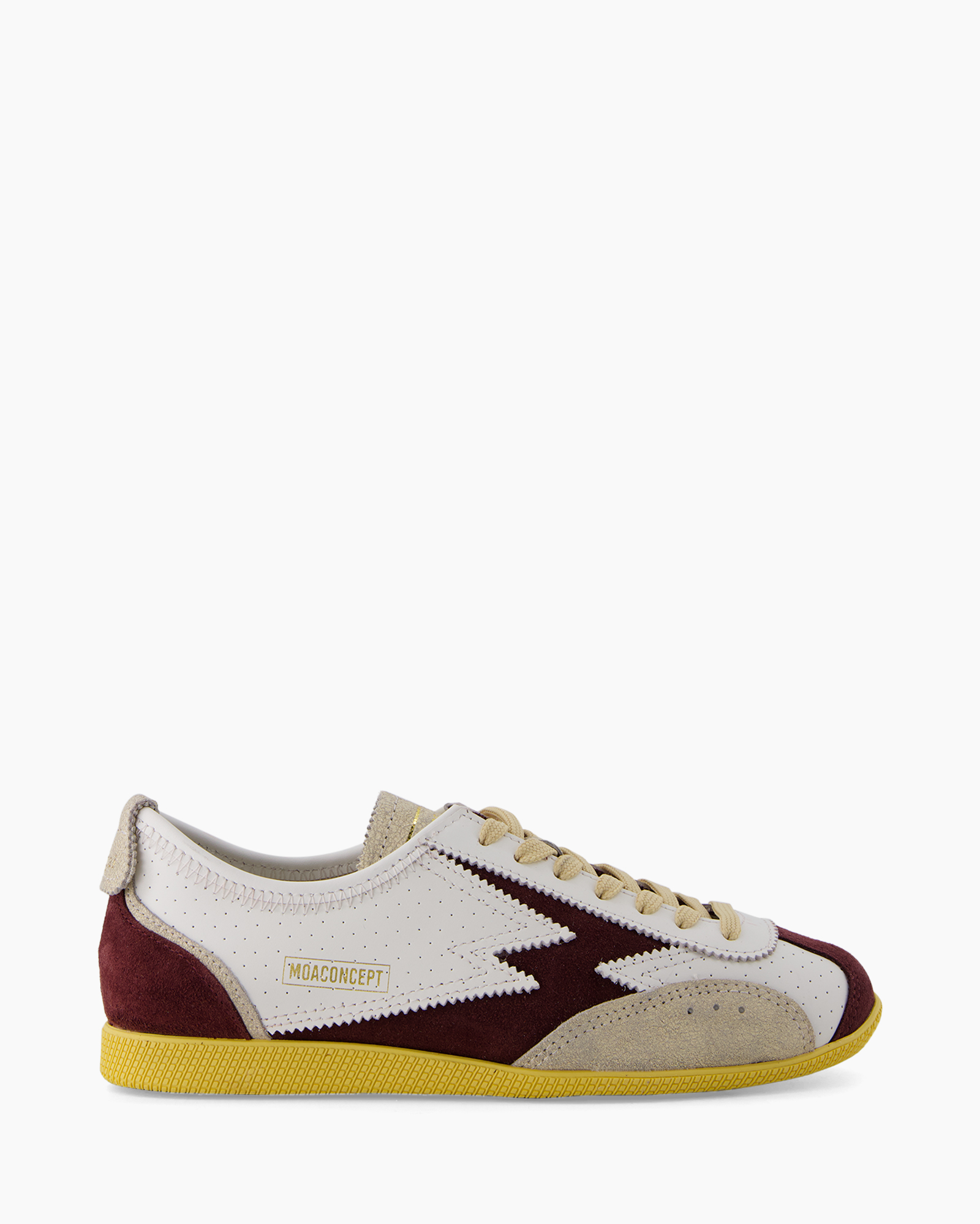 sneaker, athletic shoe, white, burgundy, gum sole