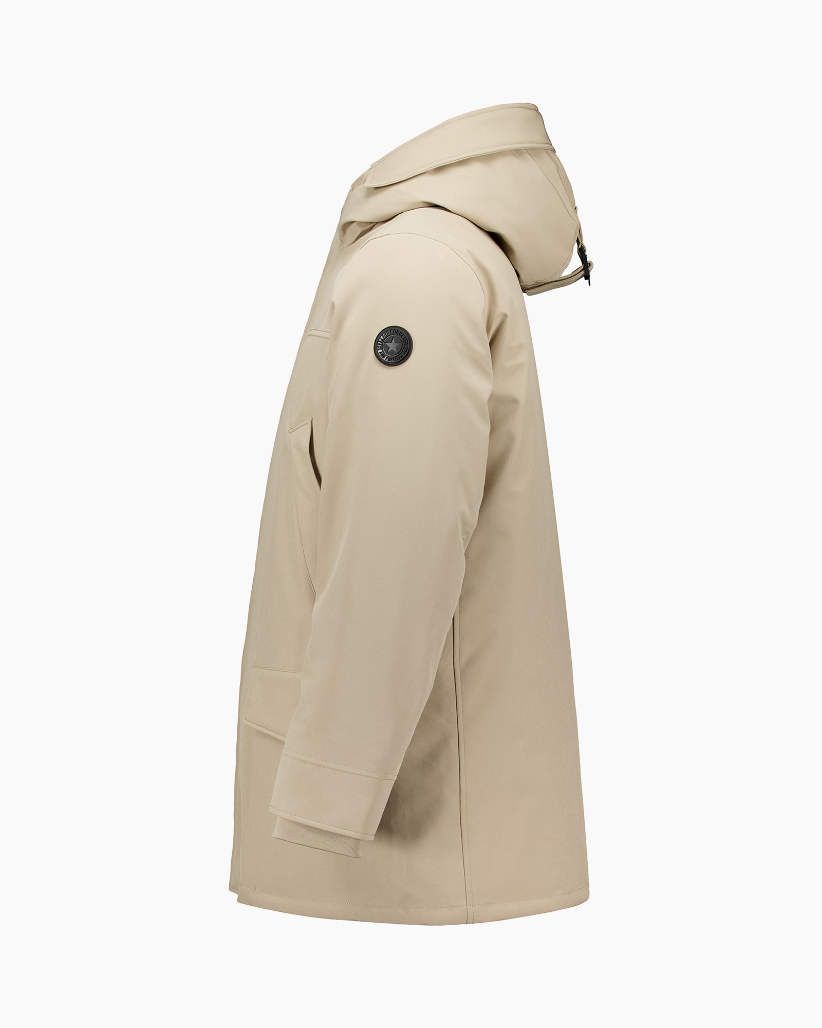 parka, beige, hooded, langer mouwen, zakken