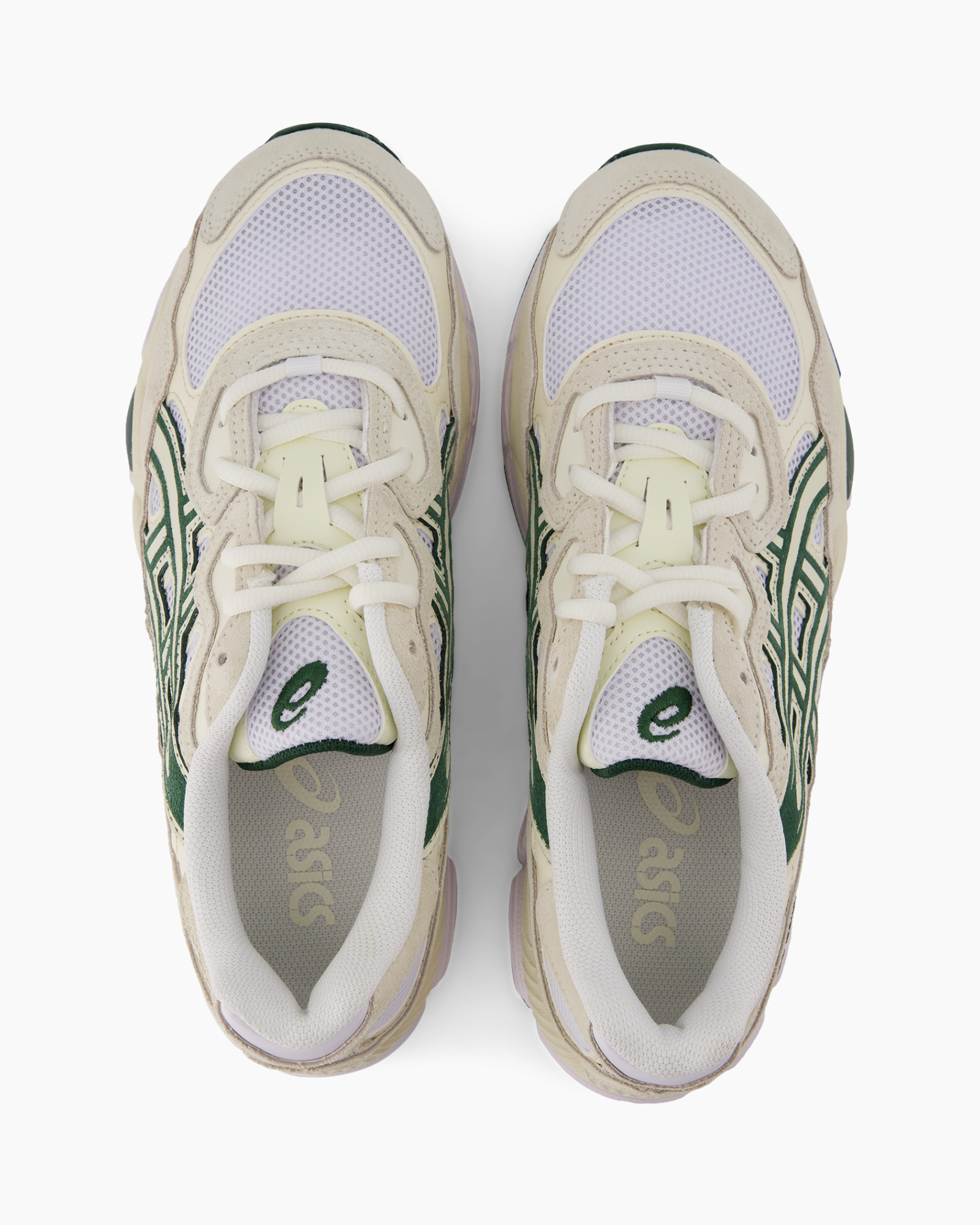 sneakers, sportschoenen, mesh, suede, beige groen