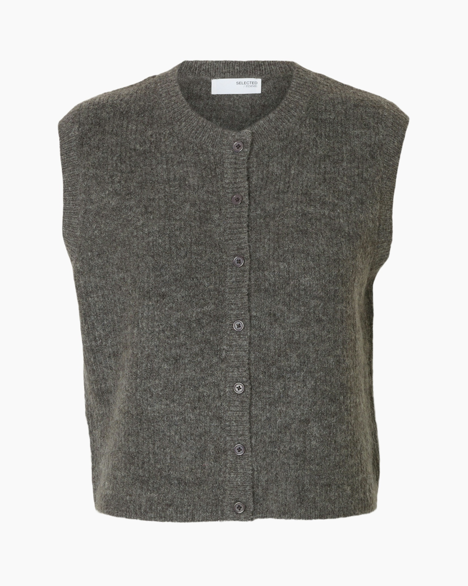 Gilet Lulu Sl Button O-neck Vest Ex Grijs