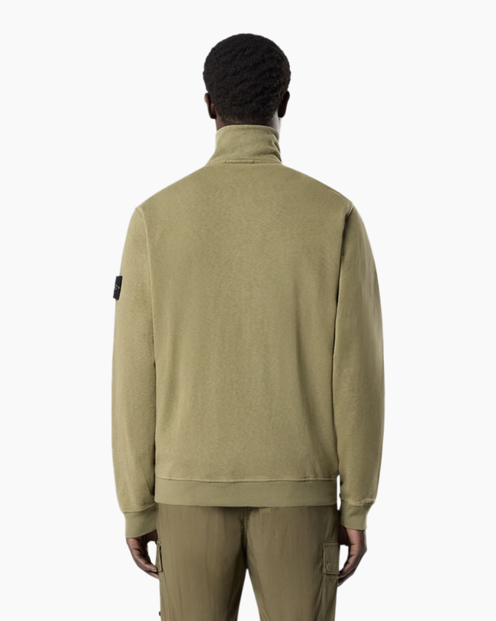 jas, rits, hoge kraag, beige, cargo broek