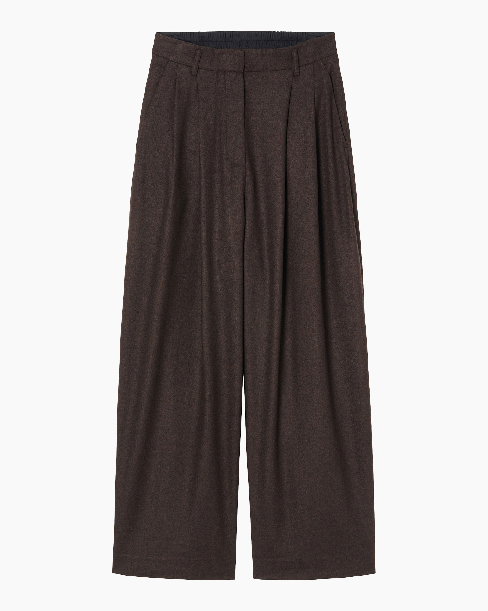 broek, benen, wijdte-breed, plooien, bruin