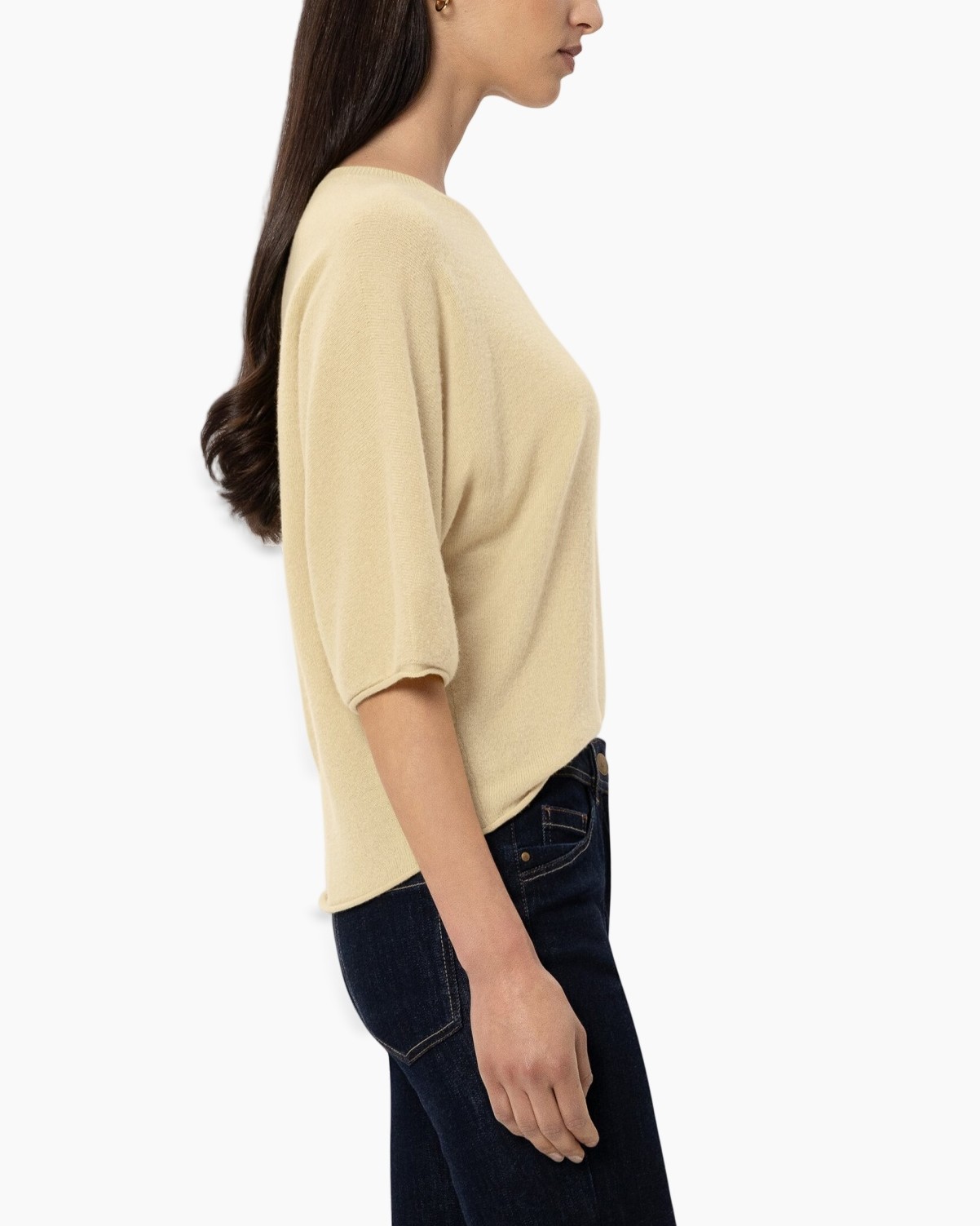 crème sweater, lange mouw, zachte gebreide, ronde hals, casual top