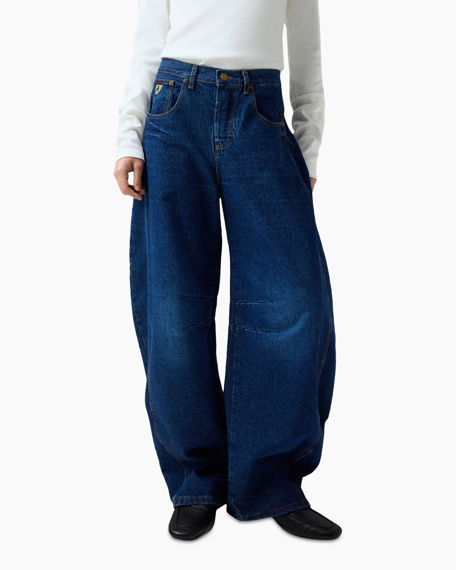 spijkerbroek, wijdte-breed, denim, blauw, zak