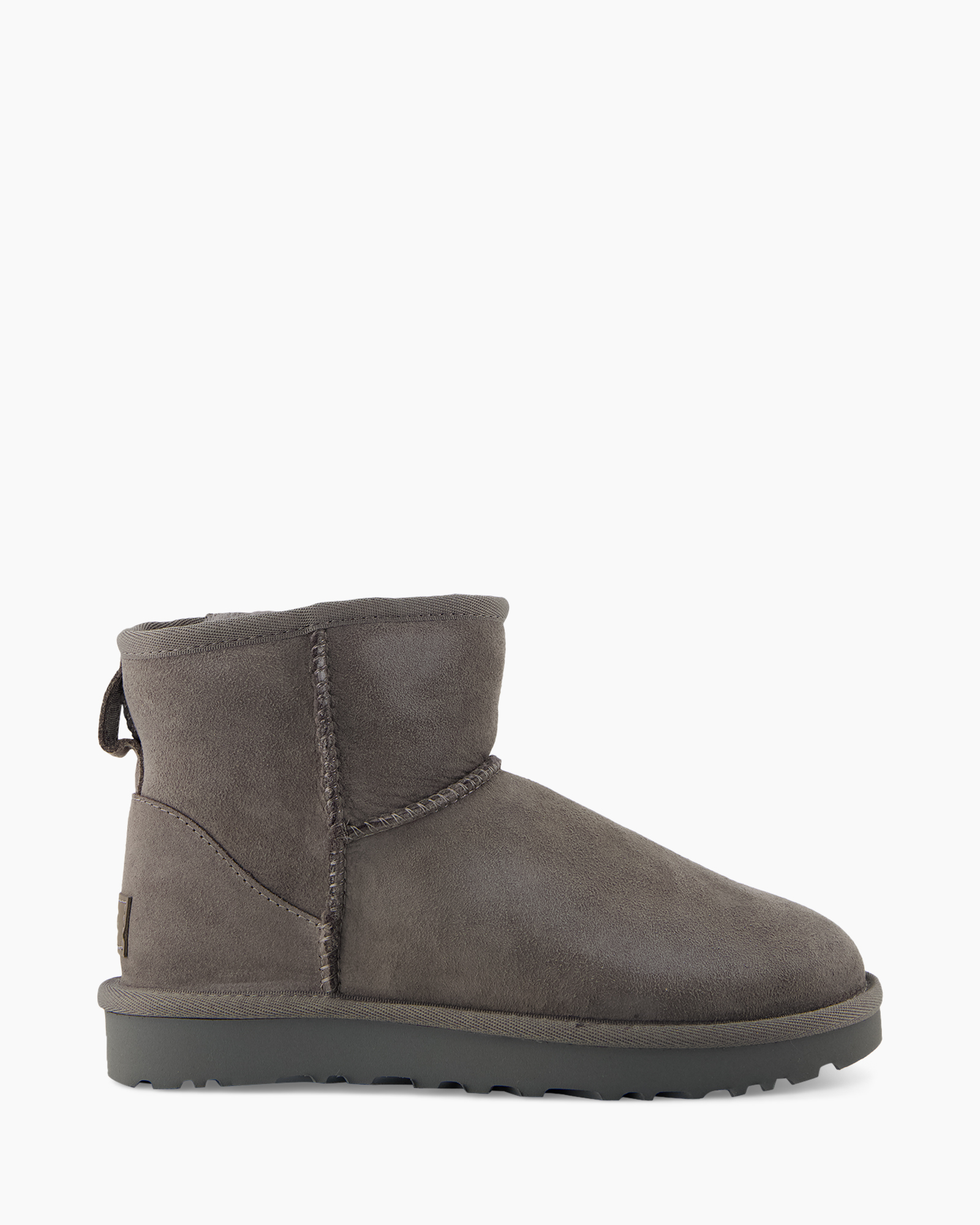 enkellaarzen, shearling, grijs, suède, sleehak