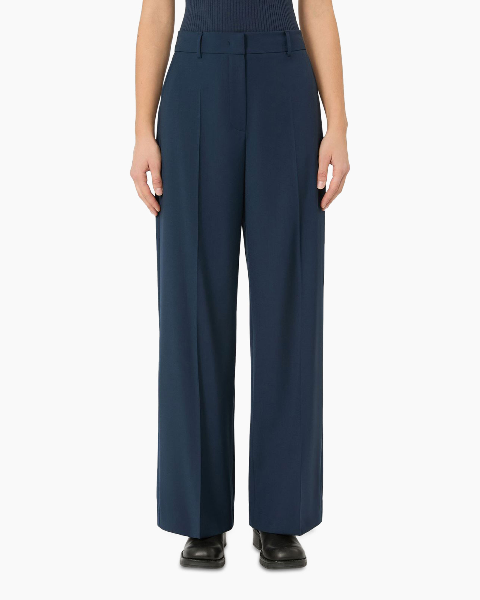 broek, wijd uitlopend, marineblauw, formeel, broek