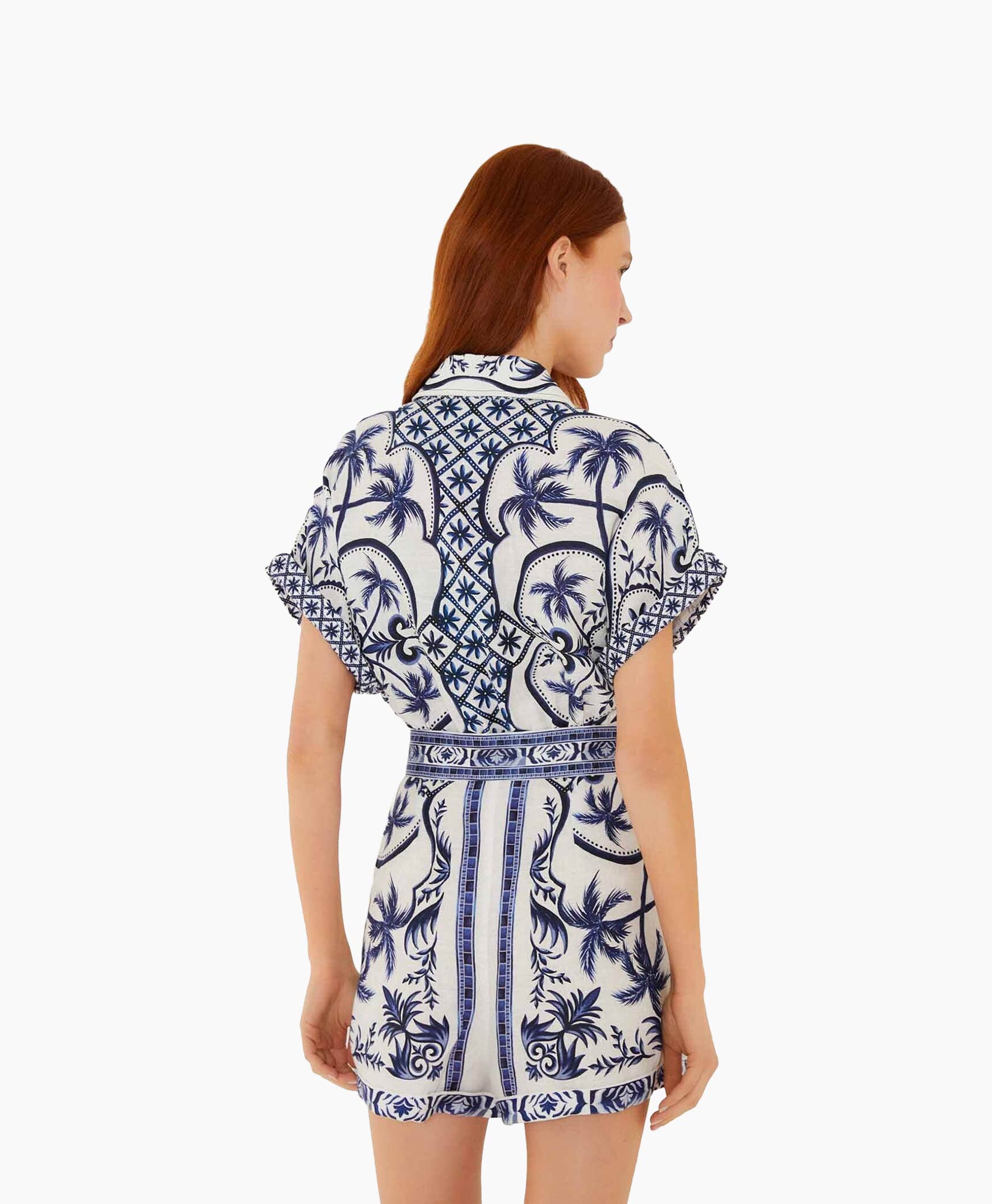 romper, zomer, shorts, blauw, patroon