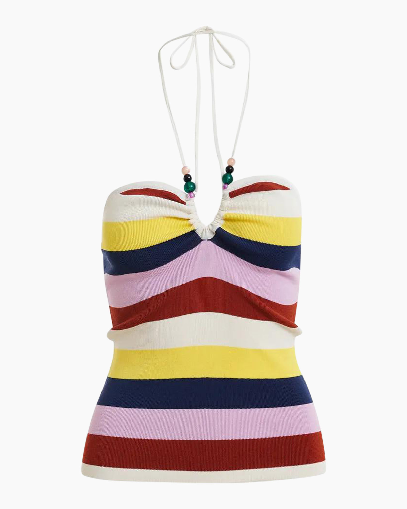 striped top, sundress, halter, knotted neck, colorful stripes