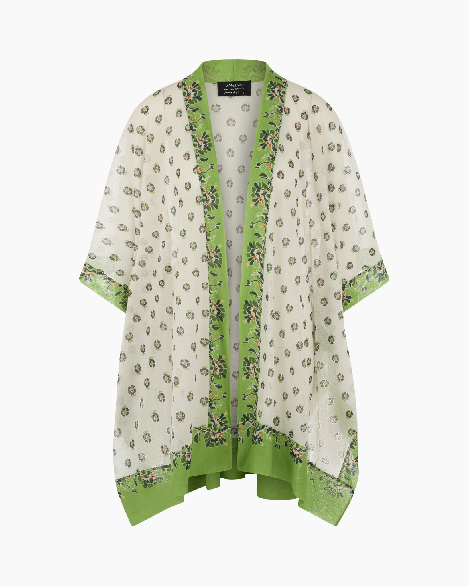 kimono, sjaal, groen, paisleypatroon, vest