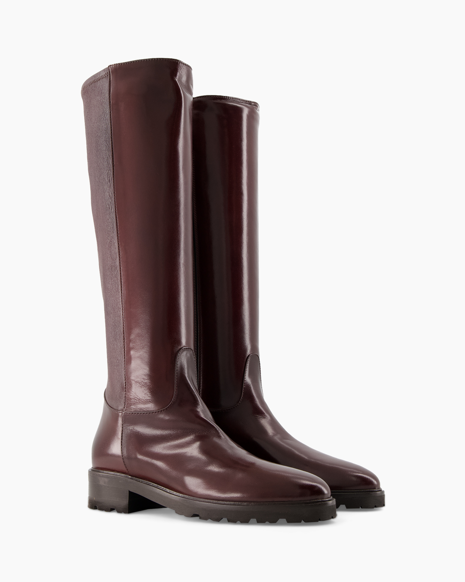 laarzen, knee-high, leer, burgundy, rits
