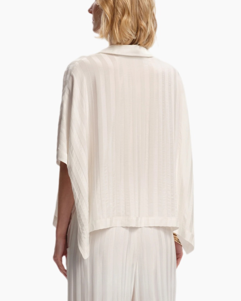 top, blouse, gekraagd, linnen, crème