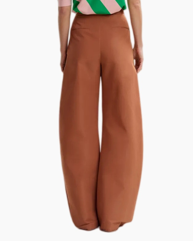 broek, bruin, wijd, plooien, taille