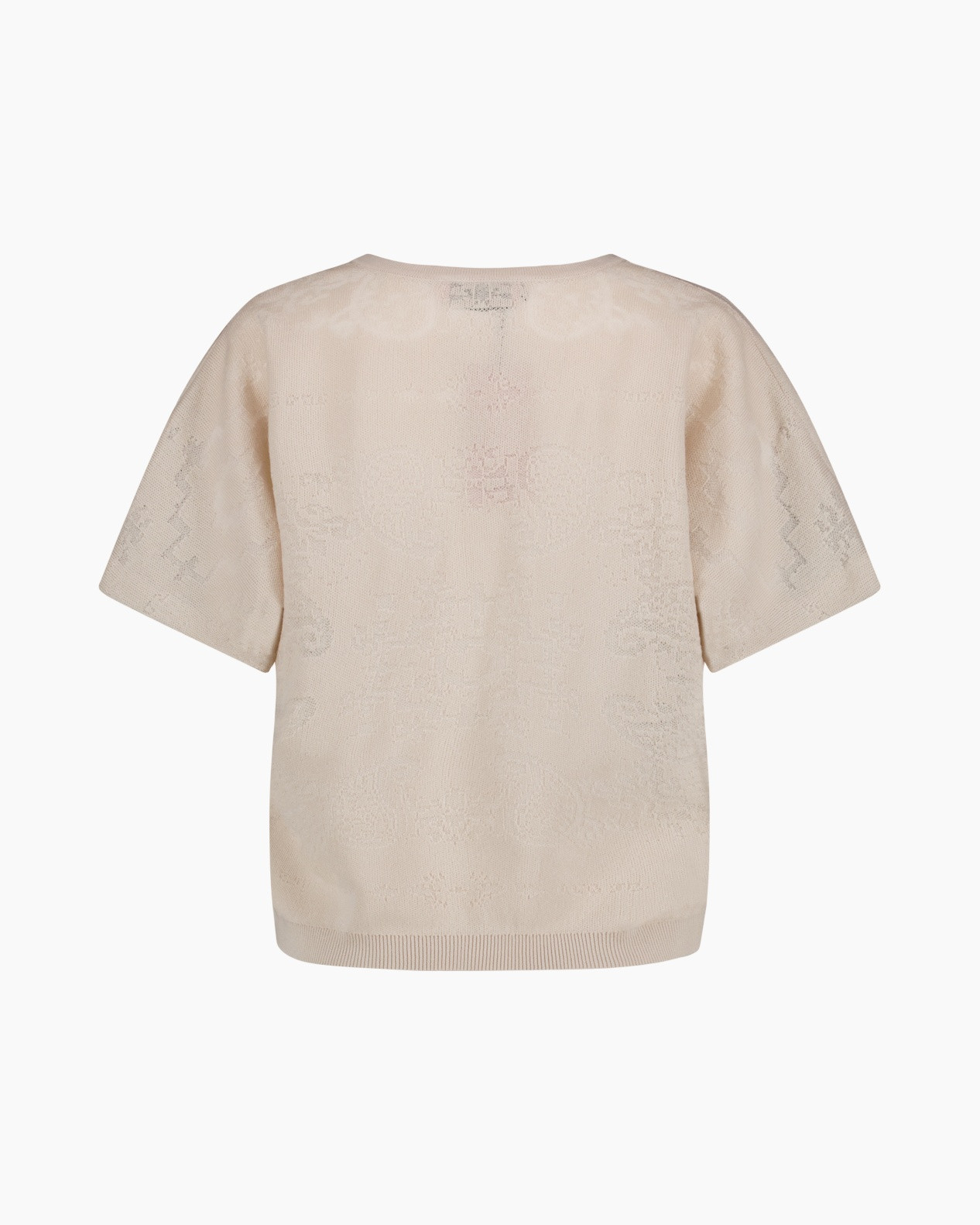 top, brei, beige, v-hals, korte mouwen