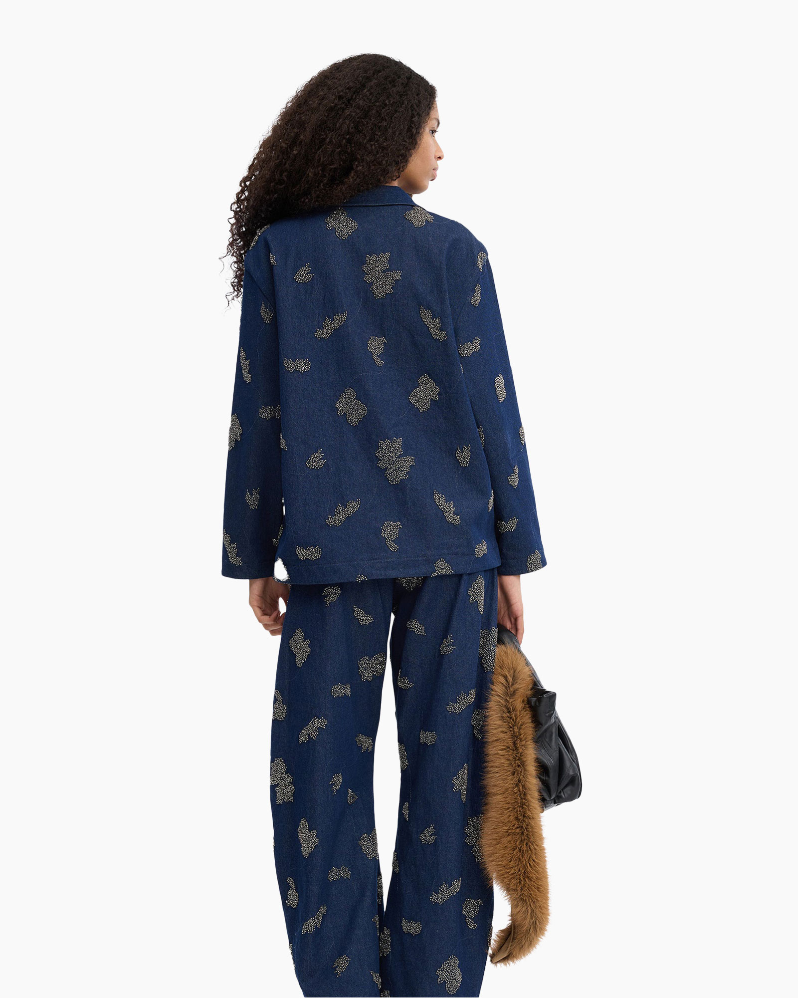 denim, jas, broek, print, tweed