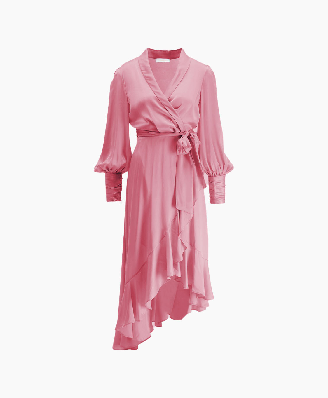 Zimmermann Jurk Silk Wrap Midi Zalm