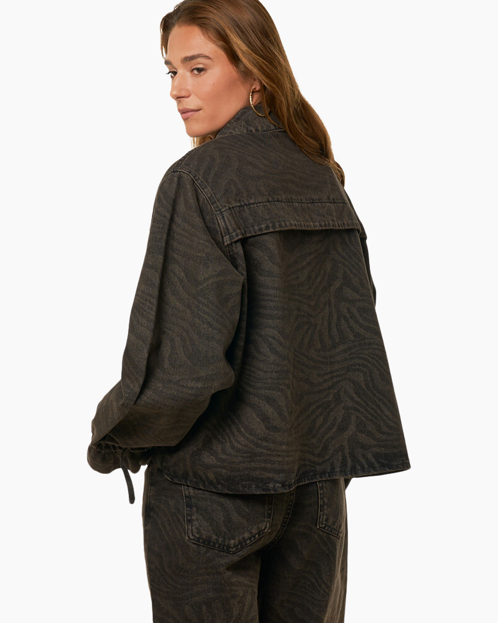 Jack Denim Jacket With Tiger Print Bruin