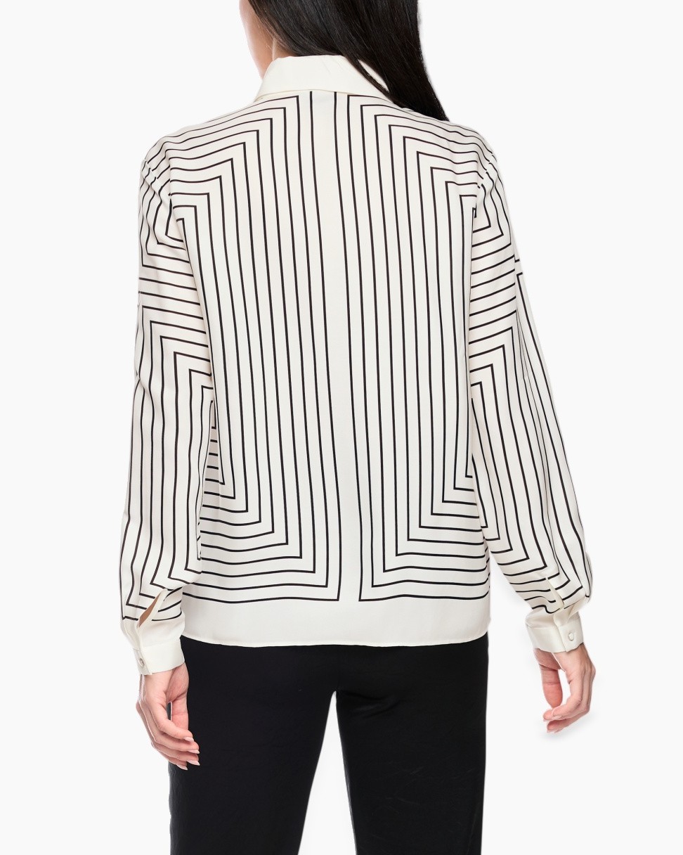 blouse, gestreept, lange mouwen, kraag,  knopen