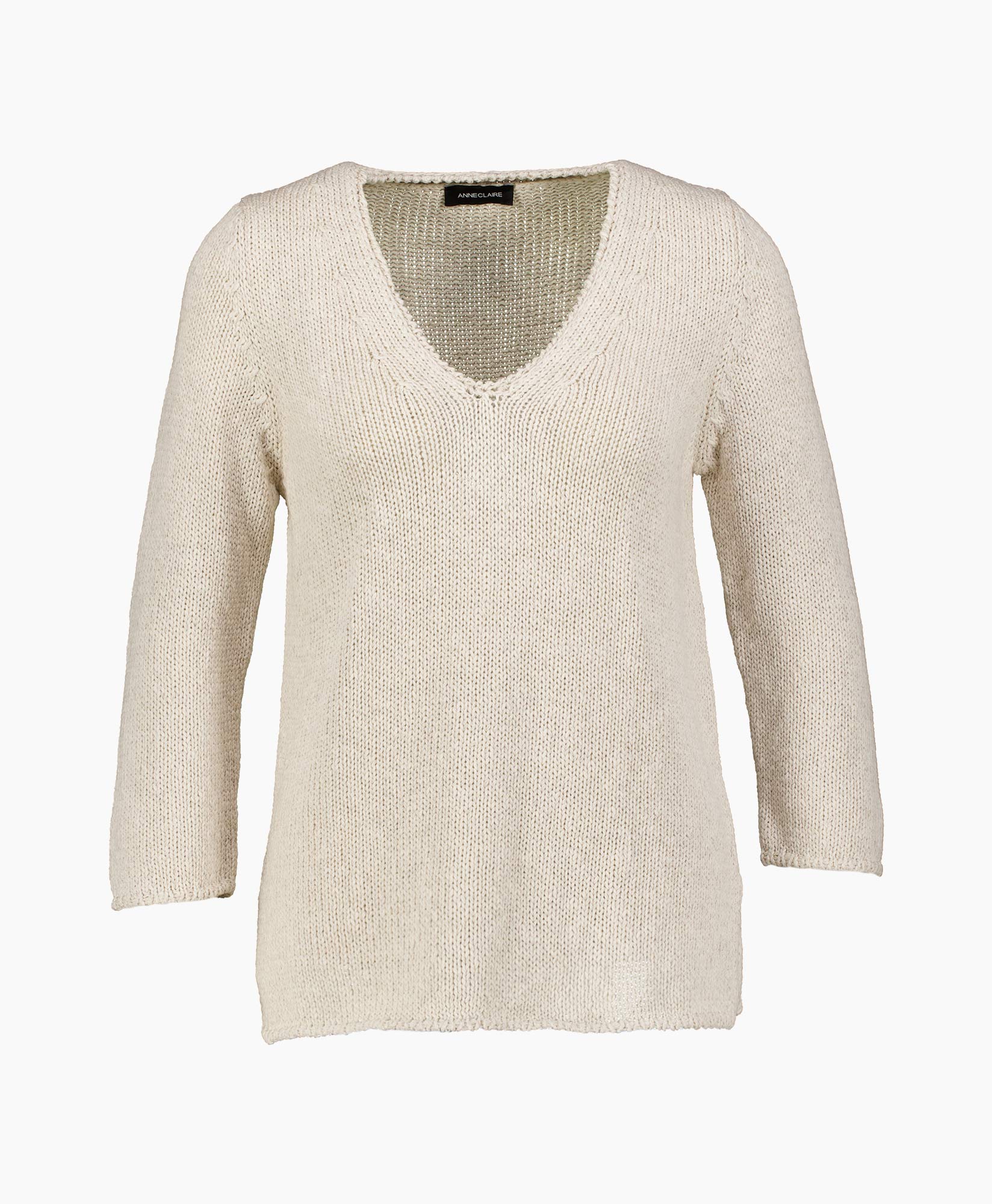Pullover Cotton Linnen V Neck Beige