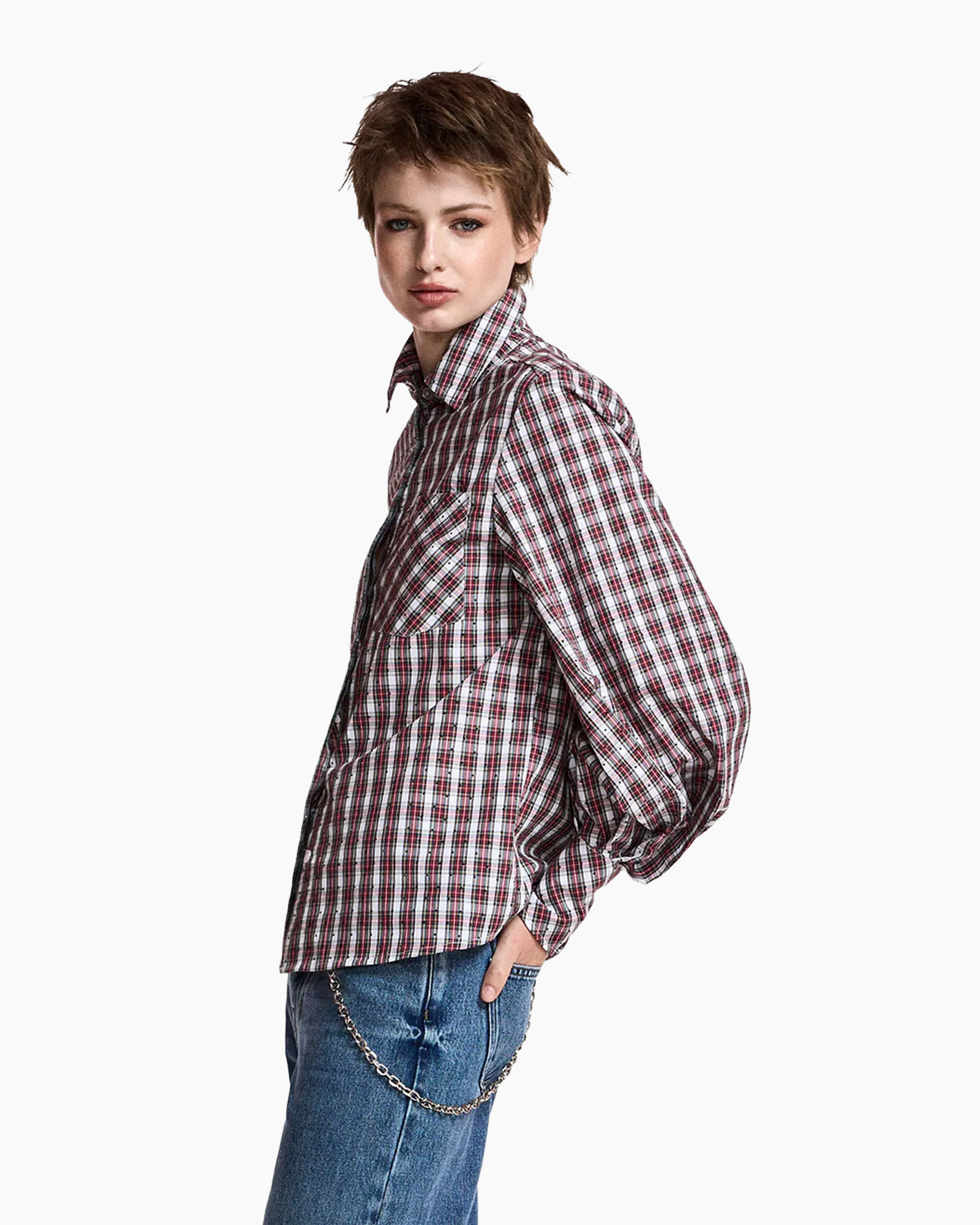 geruithemd, knopshirt, lange mouw, geruiteerd patroon, casual kleding