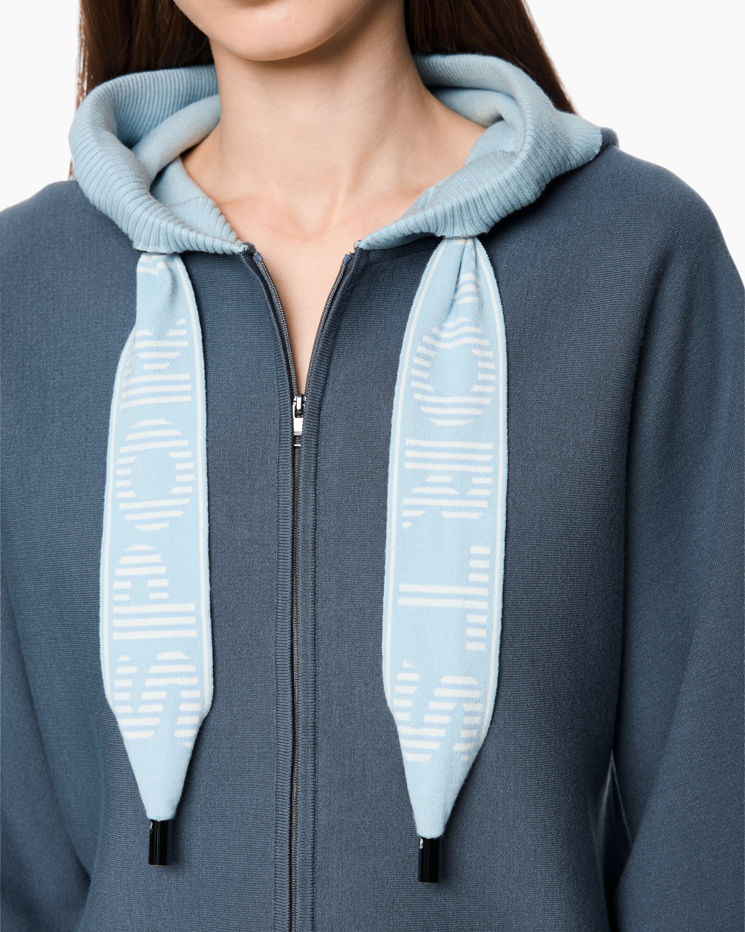 hoodie, rits, trekkoord, blauw, zacht