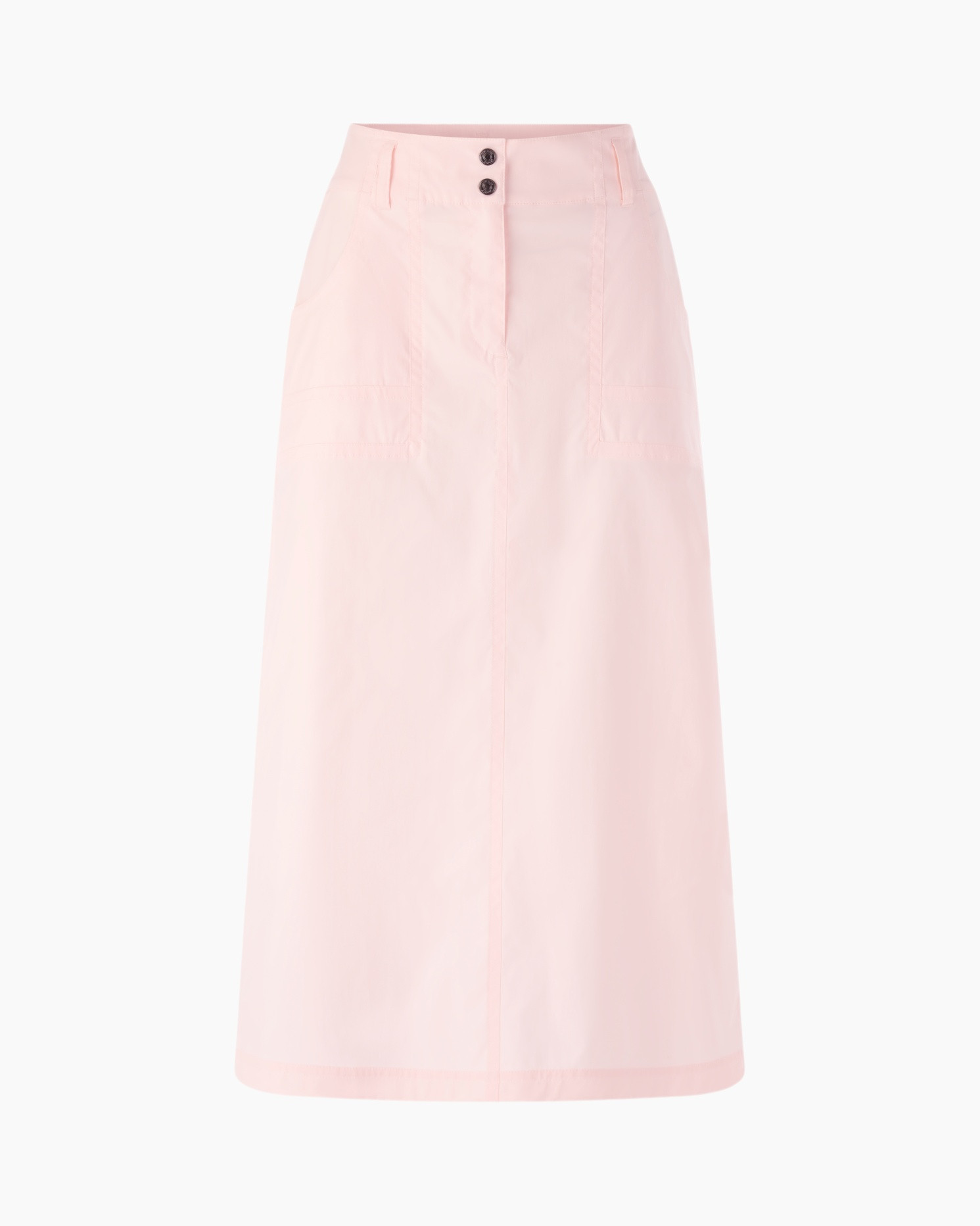 skirt, pink, mid-length, buttons, pockets