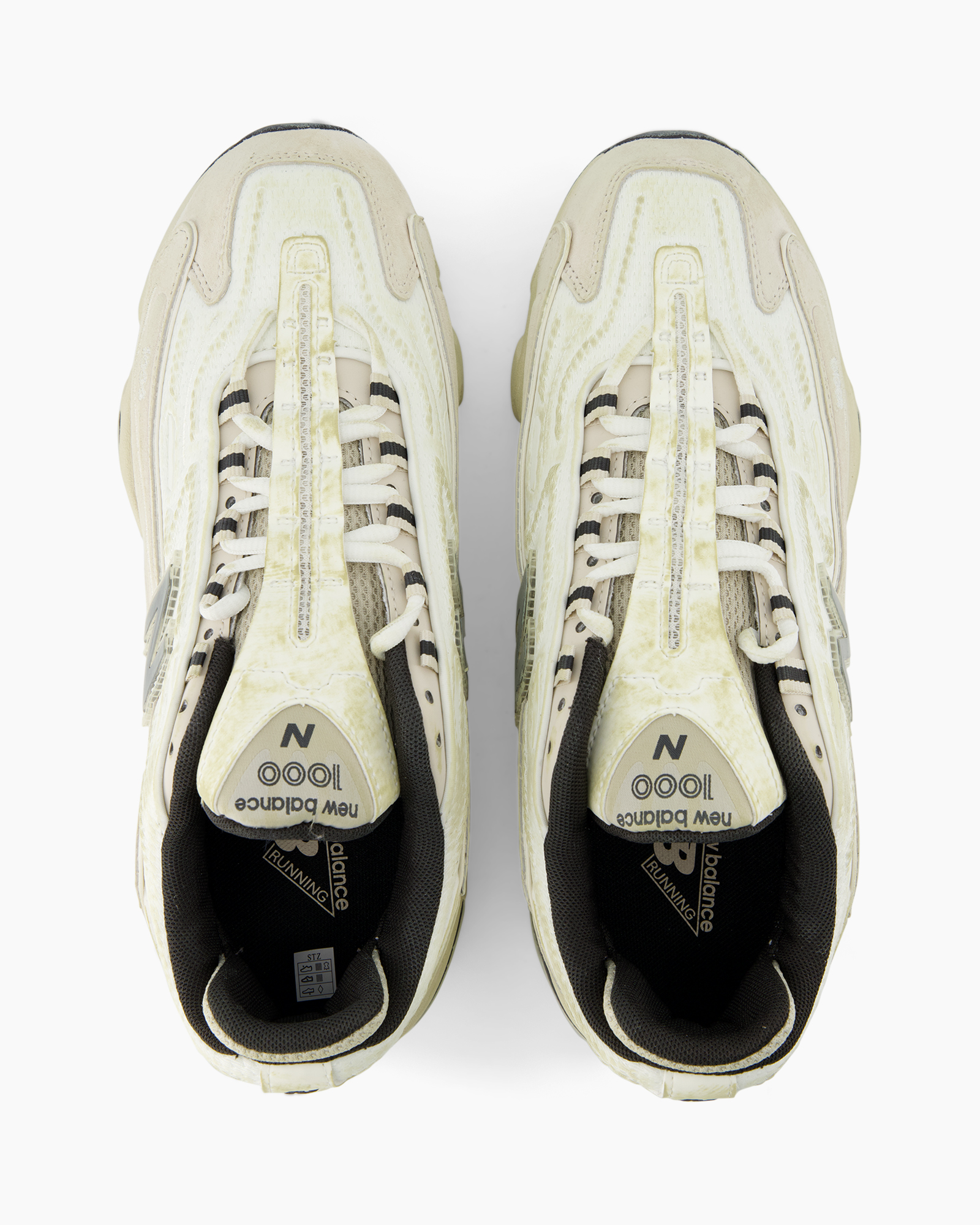 sneakers, sportschoenen, crème-wit, mesh, veters