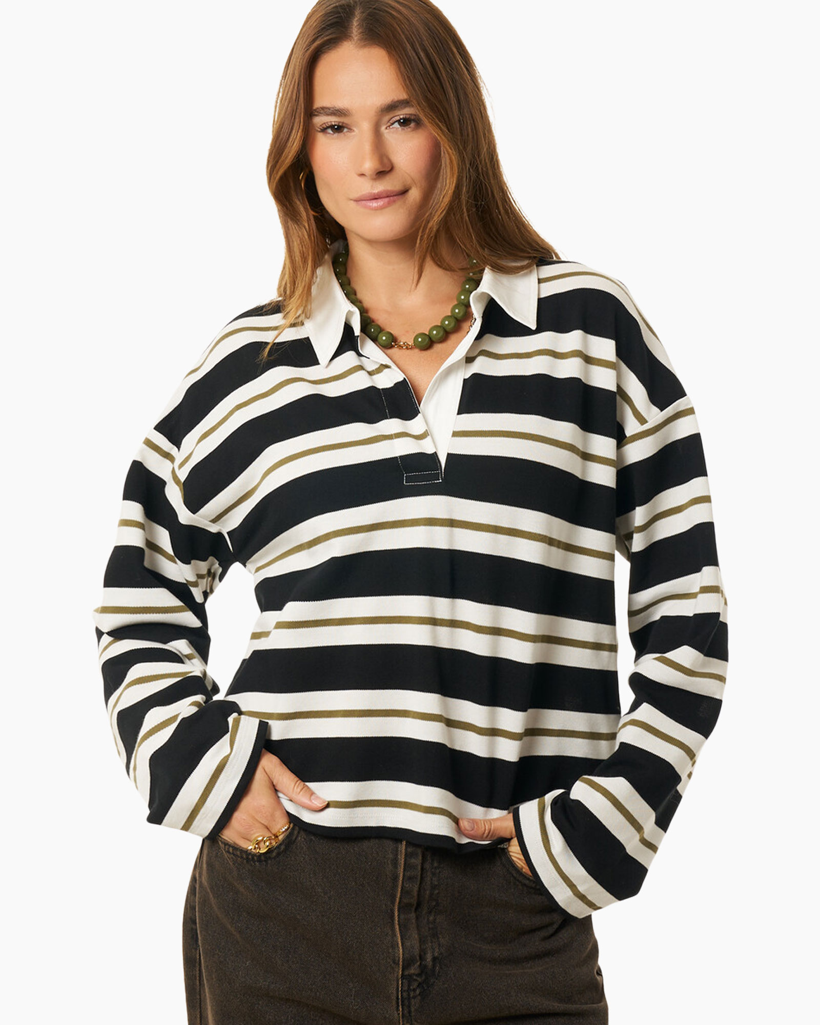 Top Polo Longsleeve Zwart