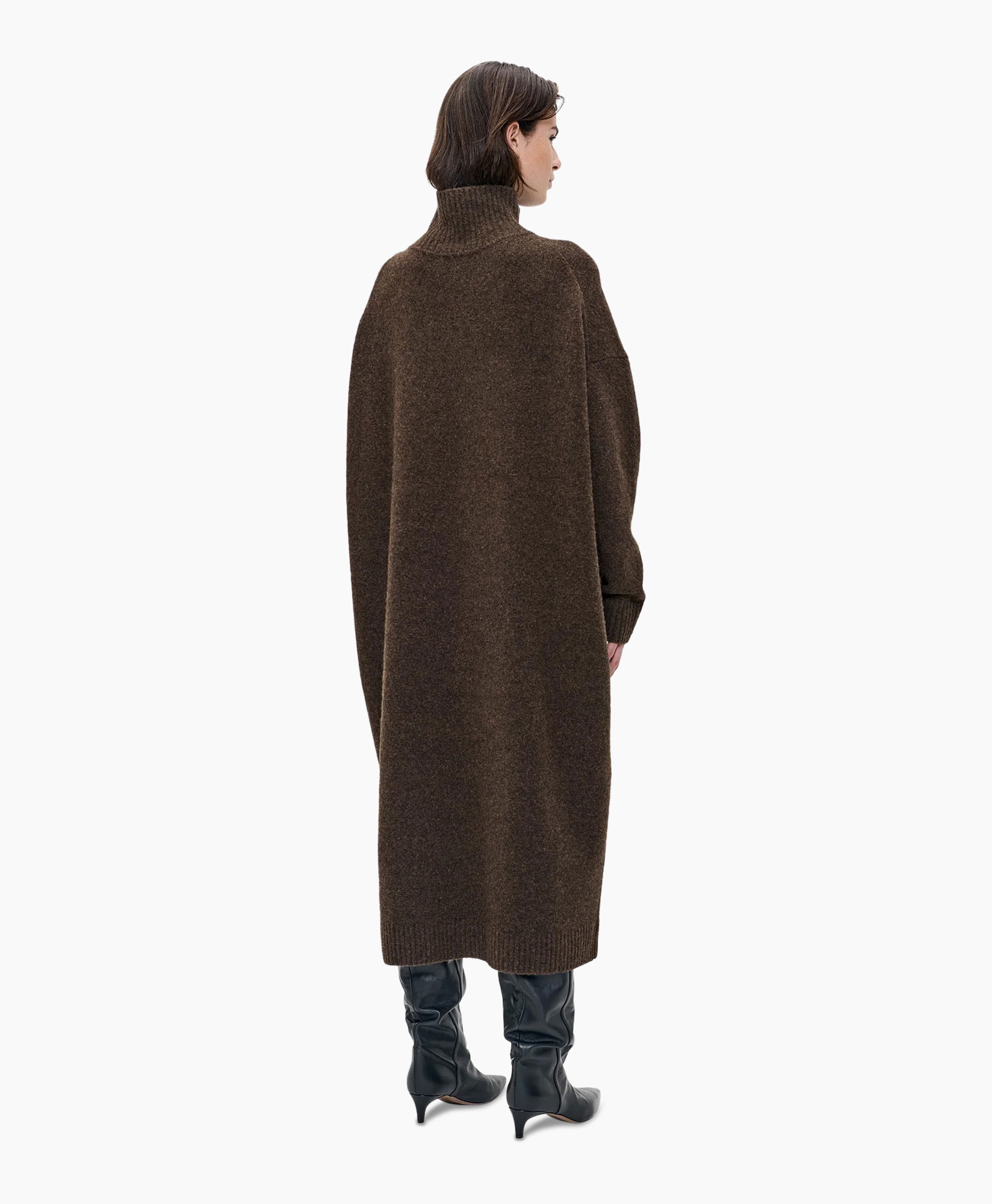 Midi Jurk Wool Oversized Brons