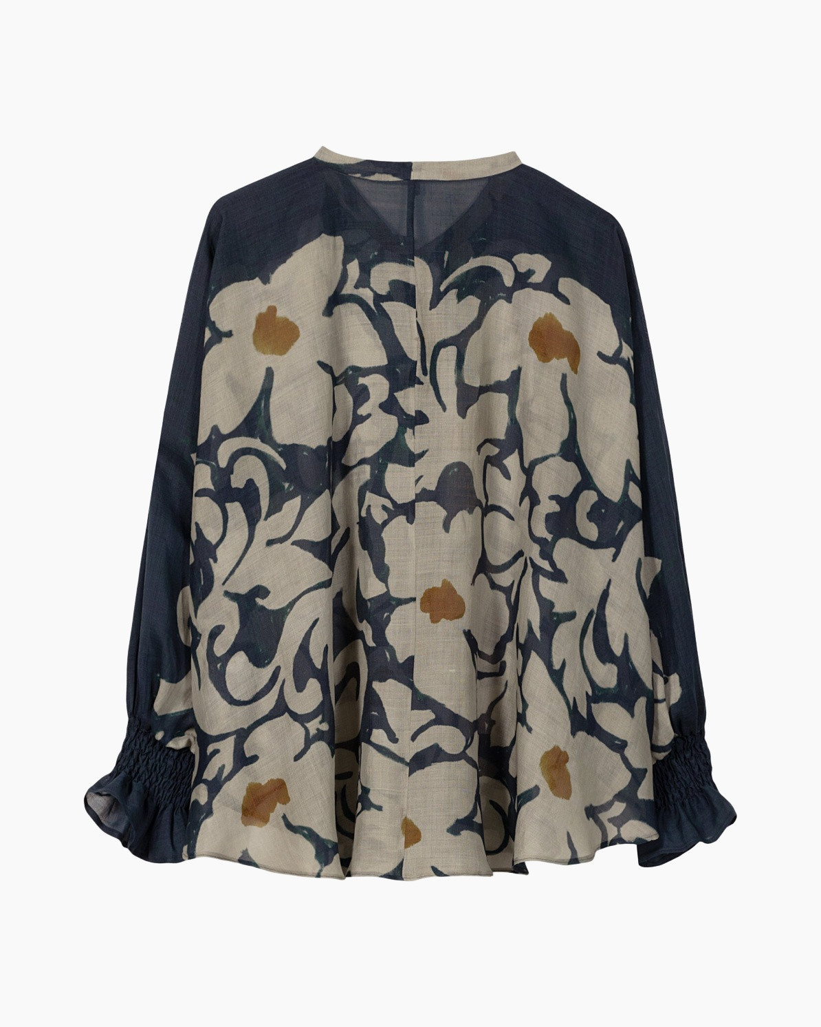 blouse, bloemenprint, abstracte print, lange mouw, losvallend draagvorm
