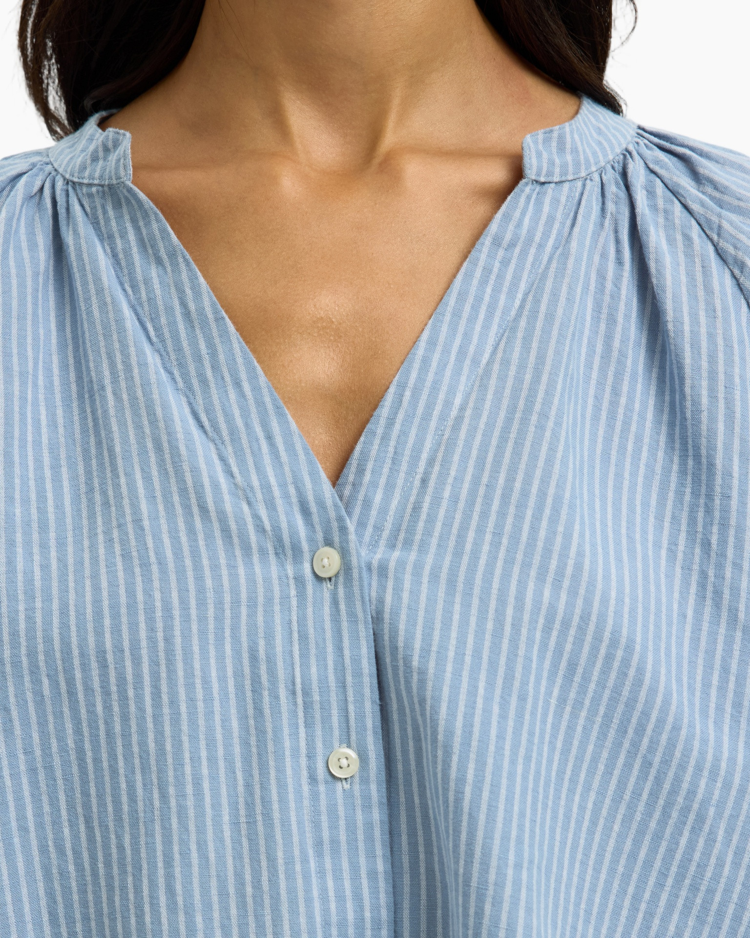 hemd, blouse, gestreept, blauw, knopen