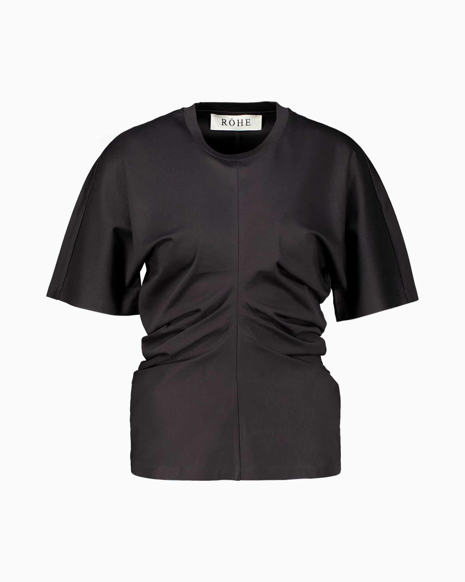 t-shirt, top, zwart, korte mouwen, gerochte