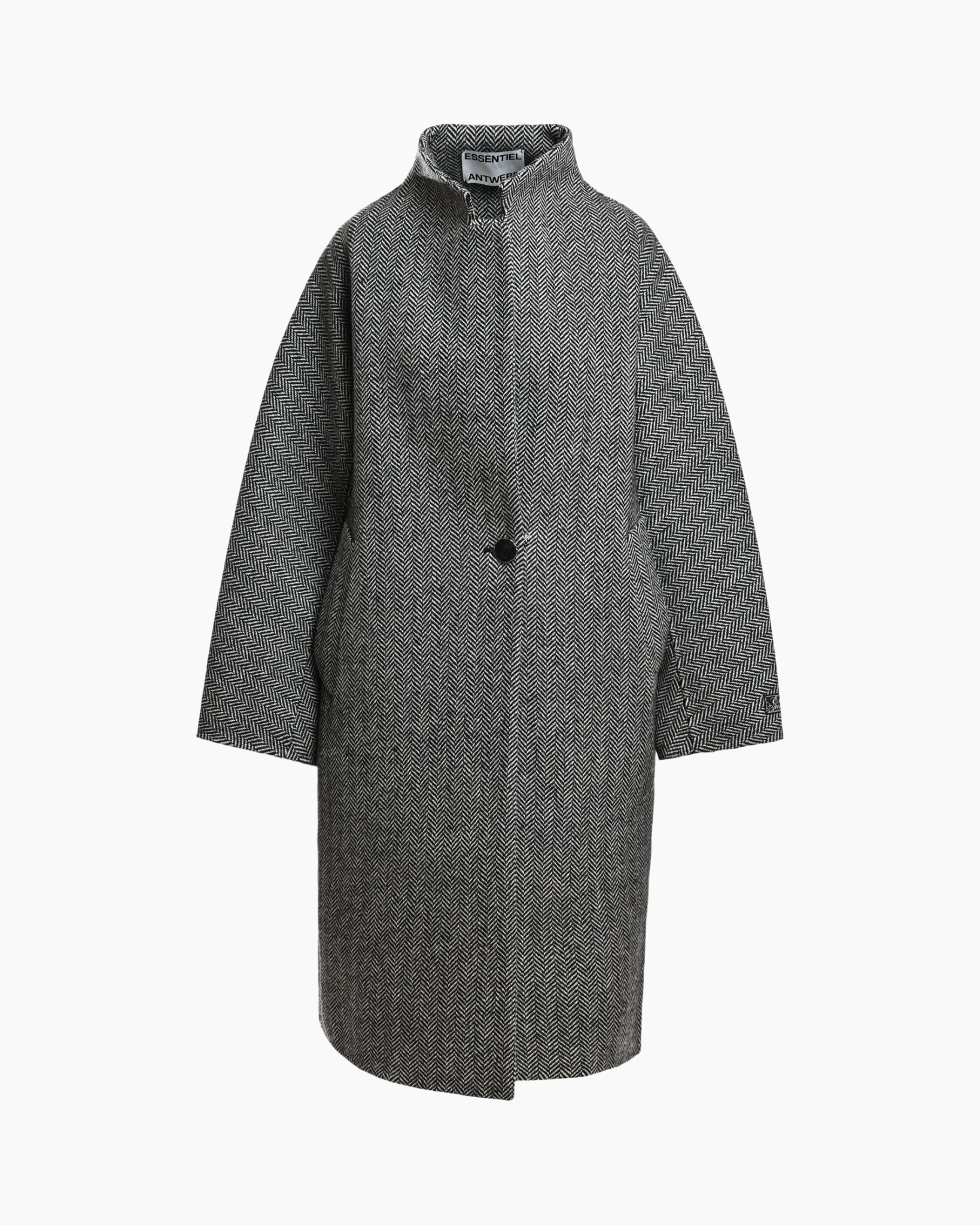 jas, herringbone, grijs, lang, enkele rij