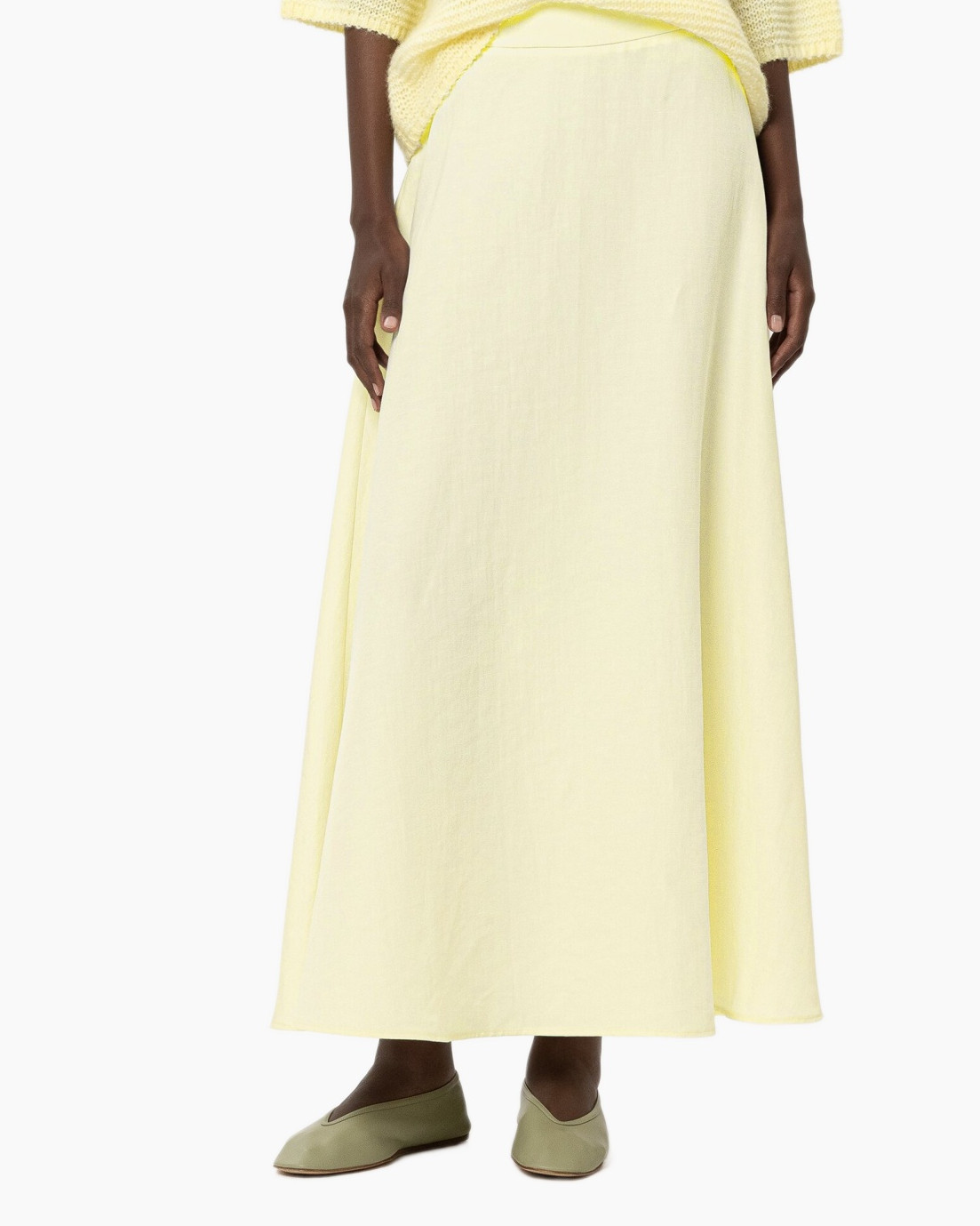 rok, maxi rok, mintgeel, linnen, effen kleur