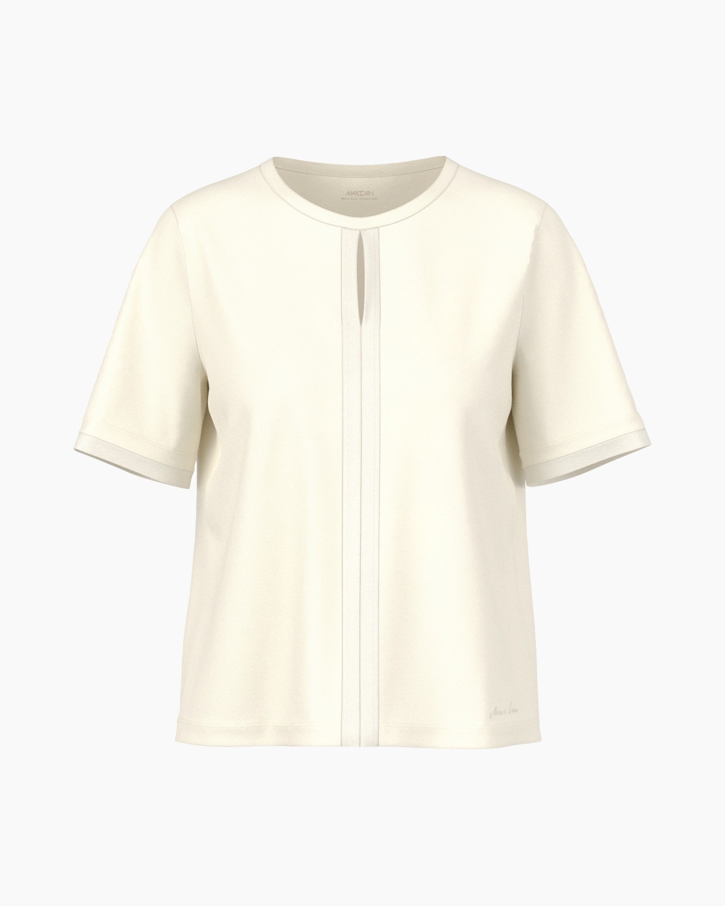 blouse, top, korte mouwen, crème, plooidetail