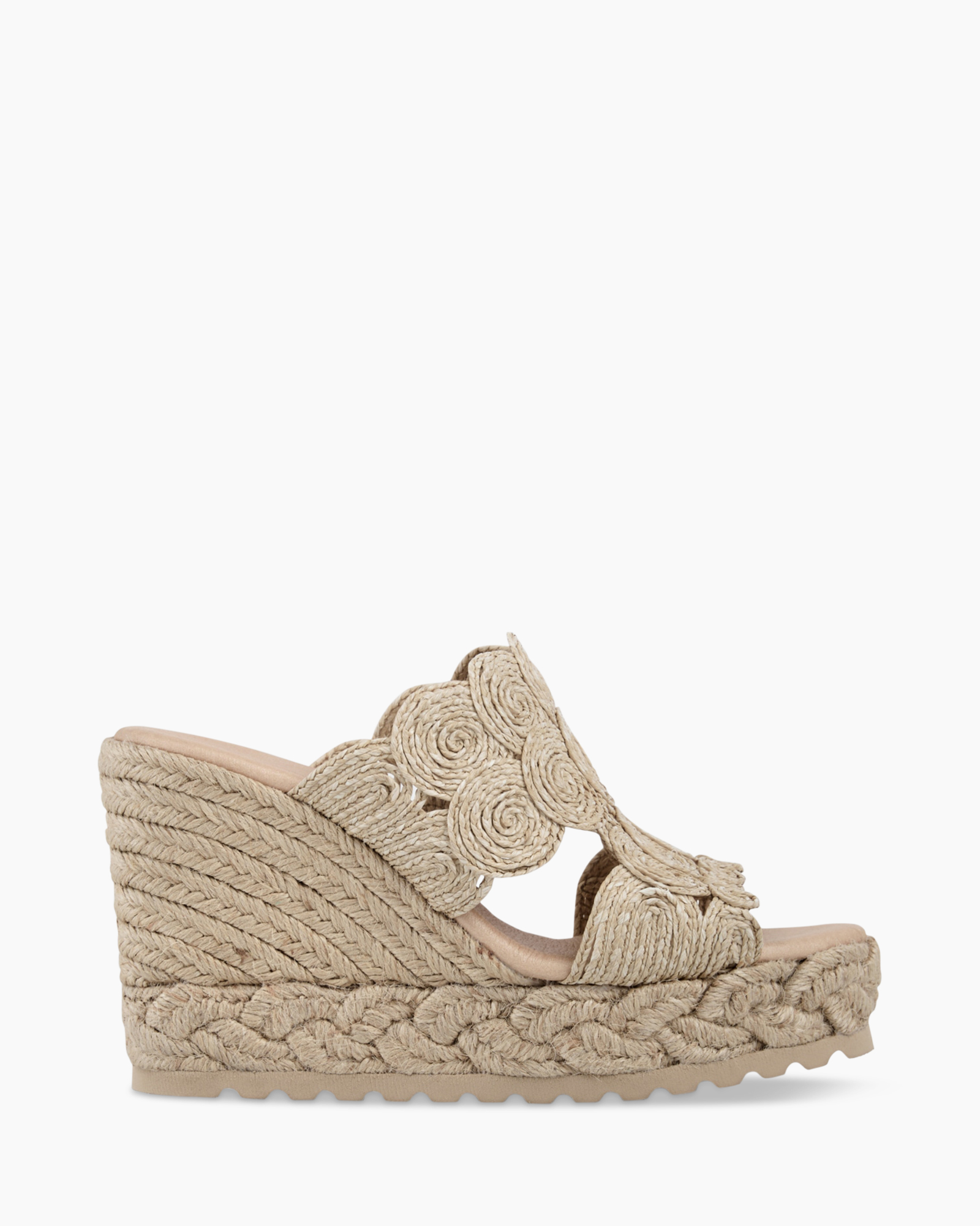 wedge, espadrille, jute, touw, bloemvormige-gat