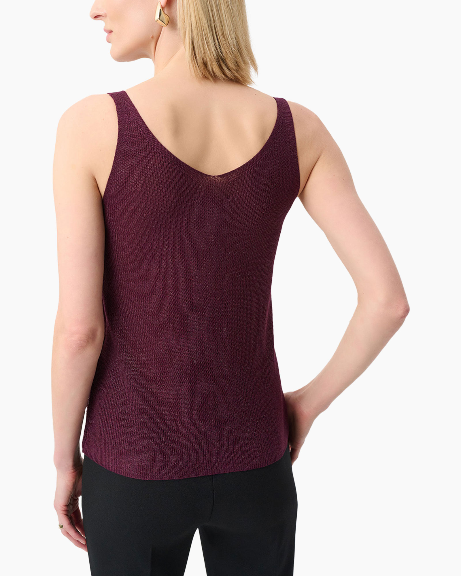 tanktop, mouwloos, dotted patroon, bordeaux, breisel
