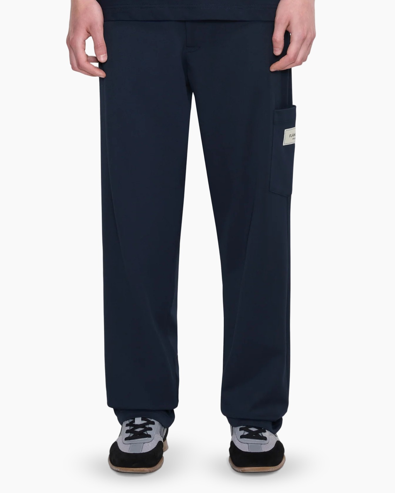 broek,  cargozak, touwtje, slouchy pasvorm, marineblauw