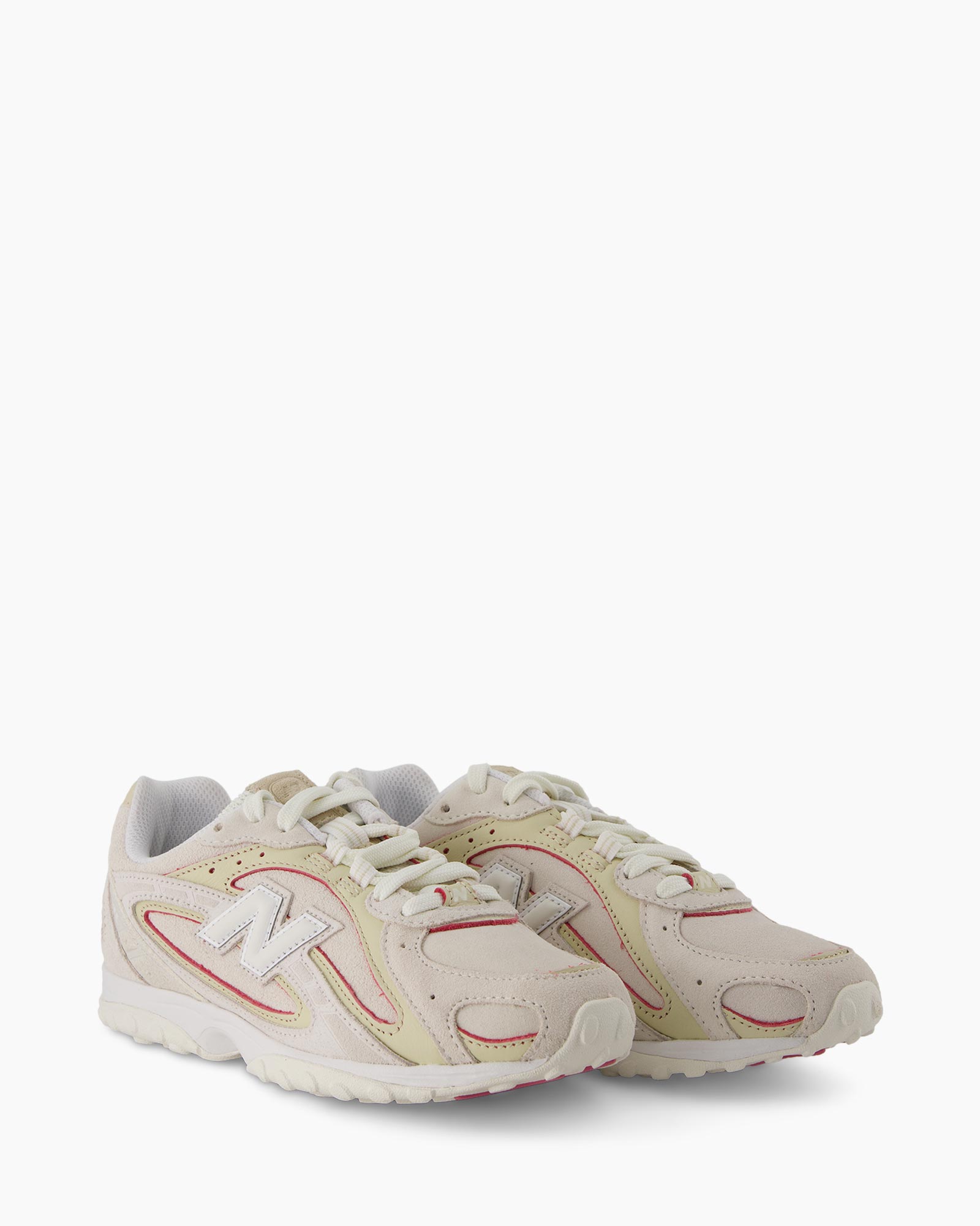 sneakers, sportschoenen, mesh, veters, crème kleur