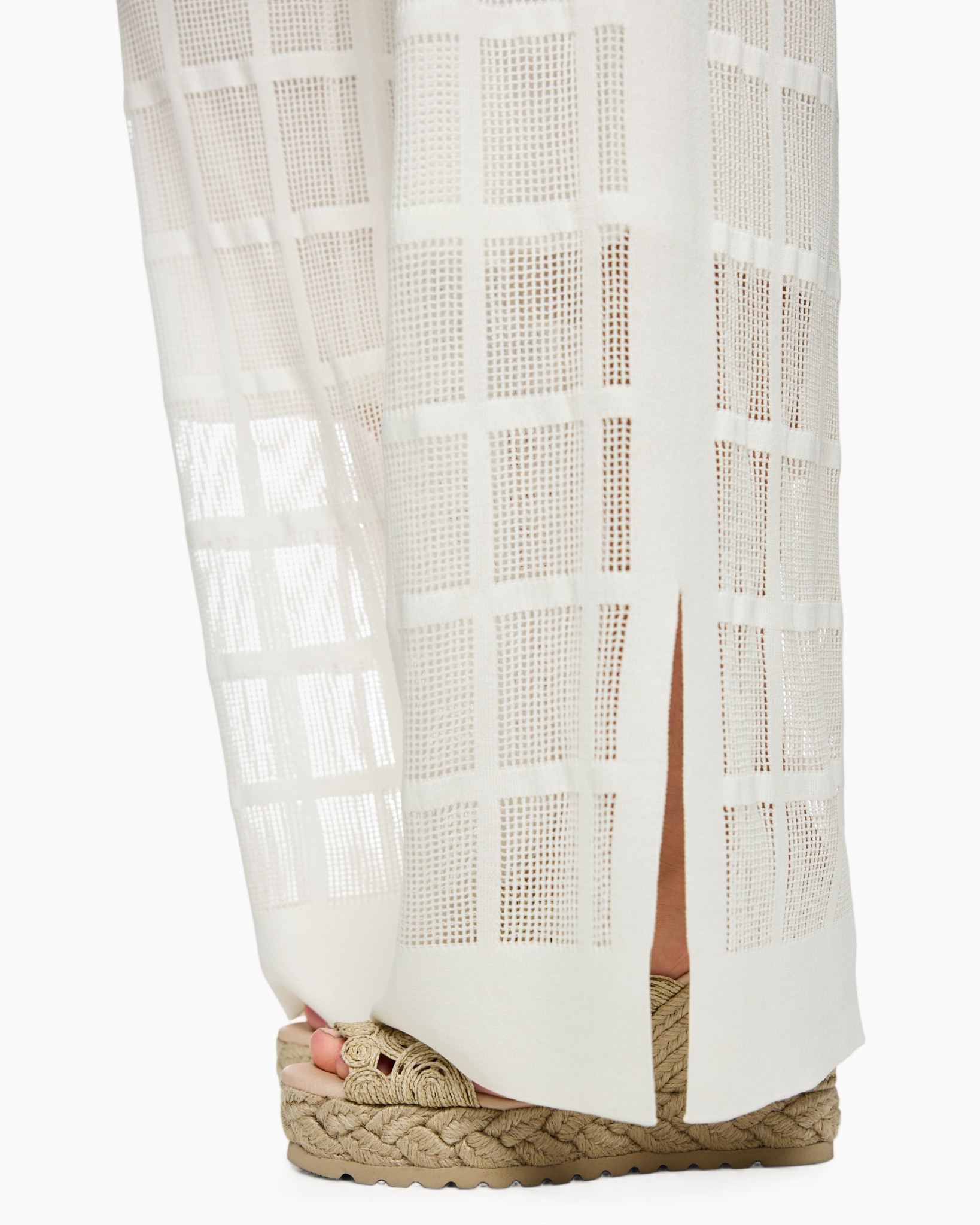 sheer curtain, grid pattern, white curtain, slit detail, fabric texture