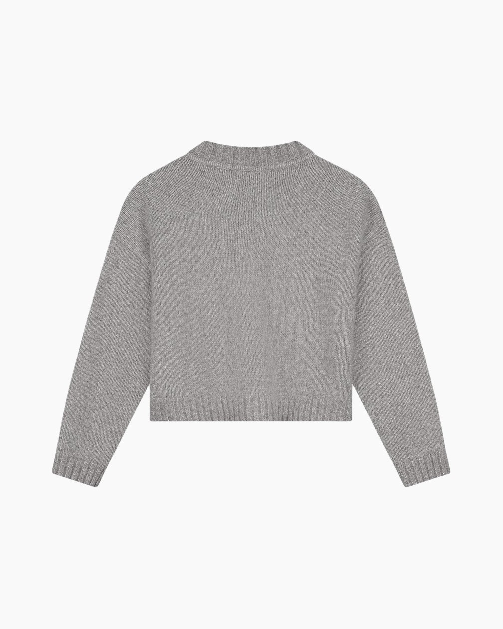 gebreide cropped, breiwerk, grijs, lang mouw, pullover